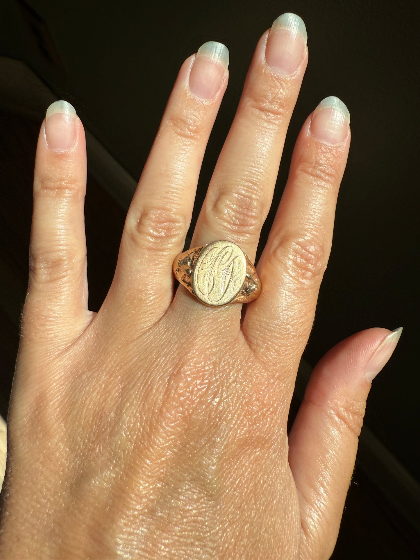 FOX or WOLF Figural Signet 8.5g 10k Rose Gold Antique Animal Ring Chunky Band Sturdy Heavy Unisex
