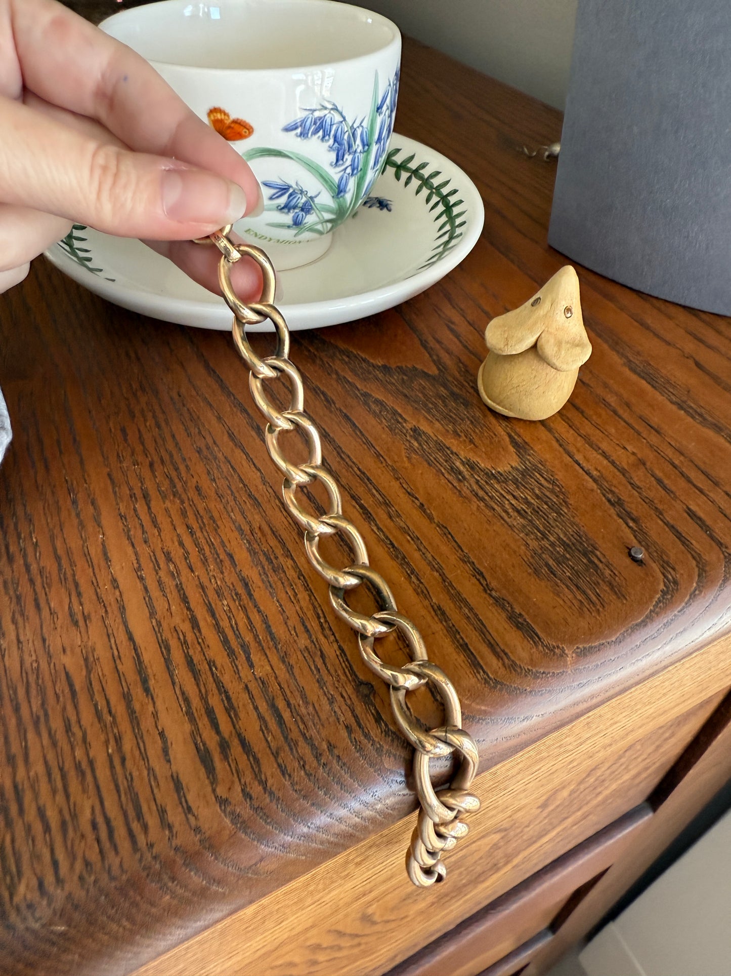 Antique Brassy Gold Filled XL Curb Link Chunky Bracelet 19.5g 7.25"