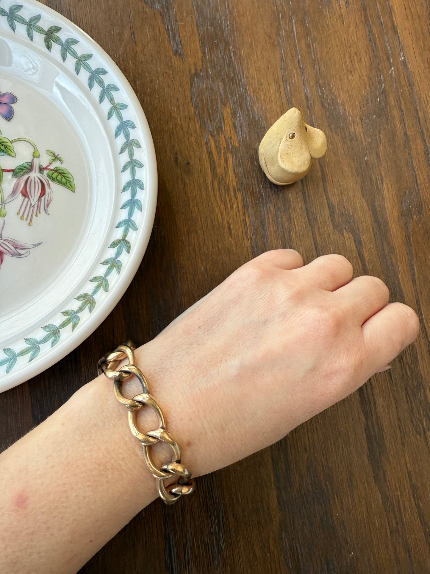 Antique Brassy Gold Filled XL Curb Link Chunky Bracelet 19.5g 7.25"