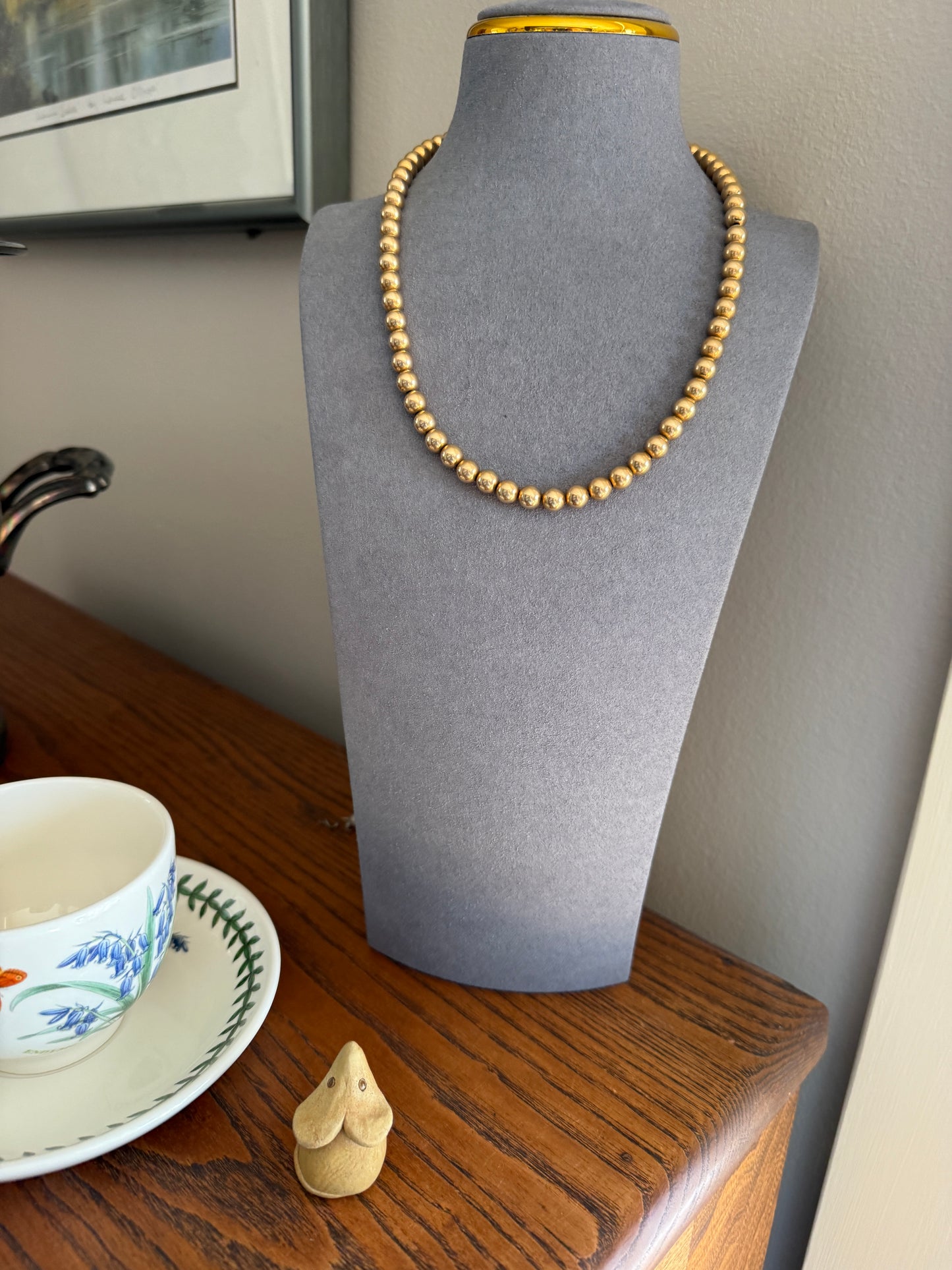 Antique Gold Filled Bead Necklace Chain #6 Large Uniform 24.4g 18.5"