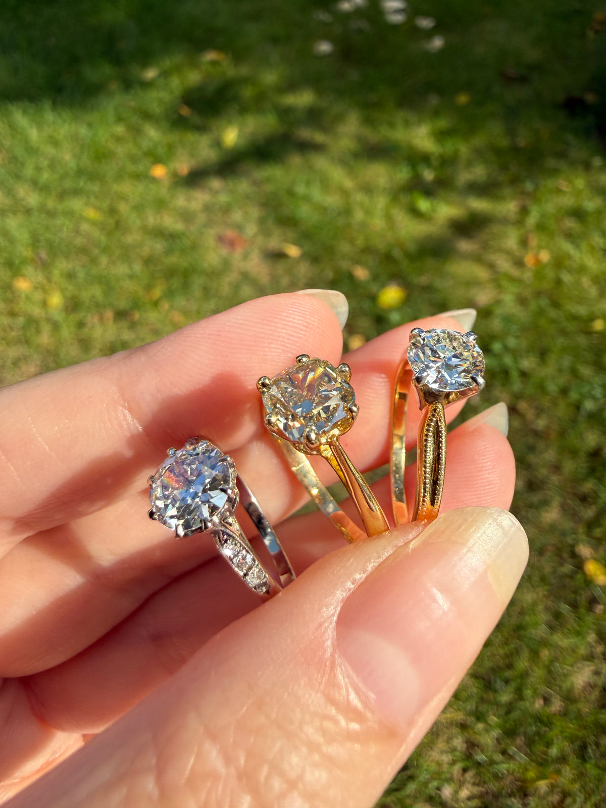 Fancy Brownish Yellow Eye Clean 1.52 Carat Cushion Cut DIAMOND Ring w/ CERT. French Vintage Solitaire 18k Gold Engagement Paris Find