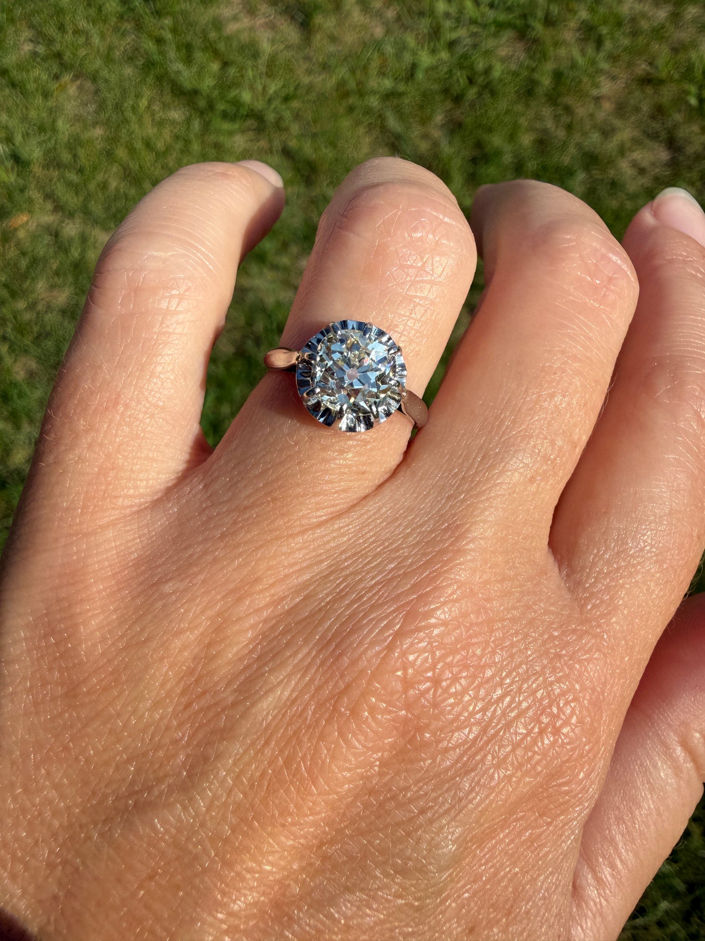 Original Vintage Eye Clean 1.55 Carat Natural Old Mine Cut DiAMOND Solitaire Ring French 18k White GOLD Platinum Engagement Art Deco 1.5Ctw