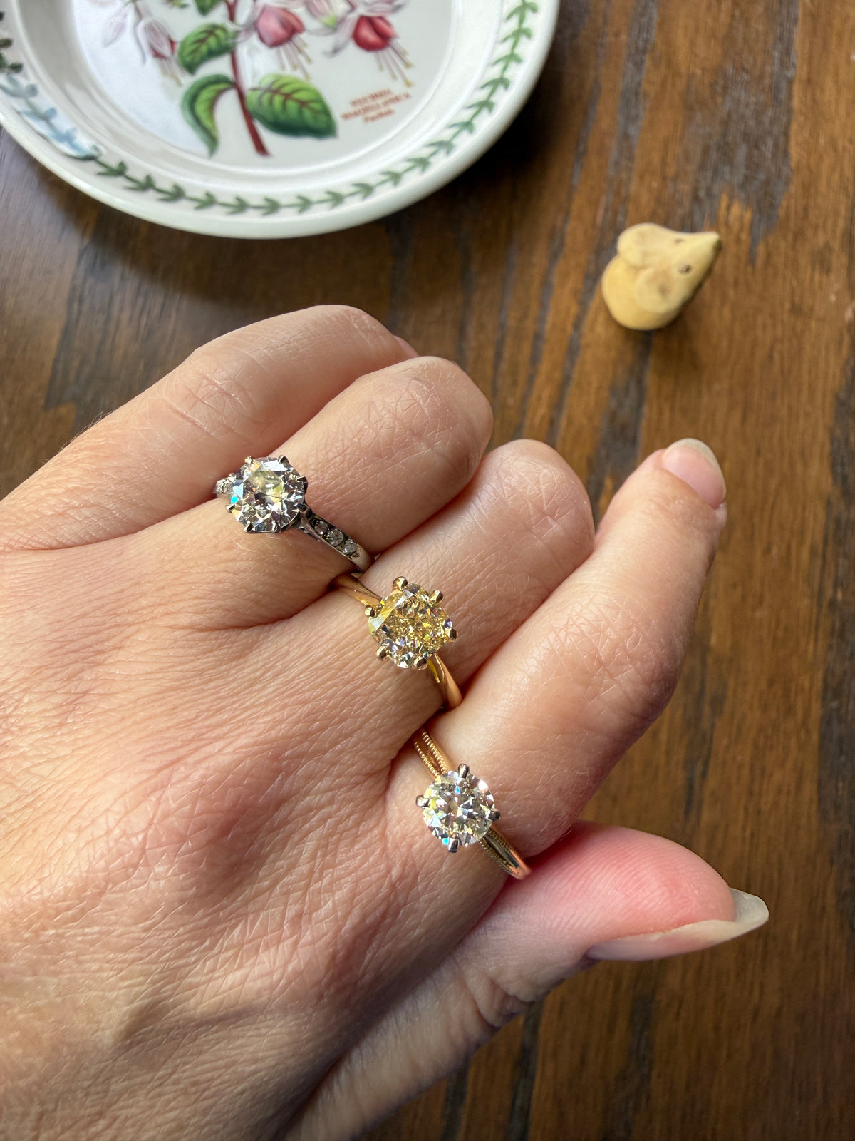 Older Vintage .85 Carat Natural Old European Cut DIAMOND Solitaire Engagement Ring Stacker 18k Yellow Gold Wedding Something Old Art Deco