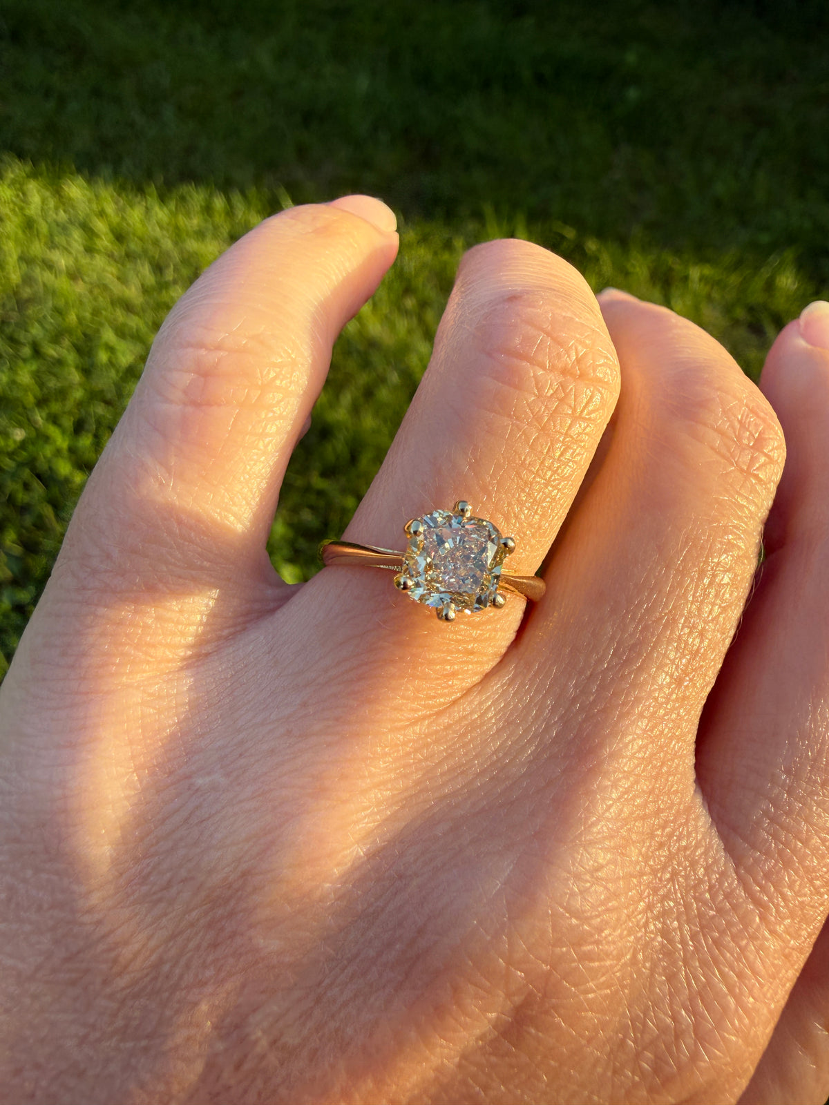 Fancy Brownish Yellow Eye Clean 1.52 Carat Cushion Cut DIAMOND Ring w/ CERT. French Vintage Solitaire 18k Gold Engagement Paris Find