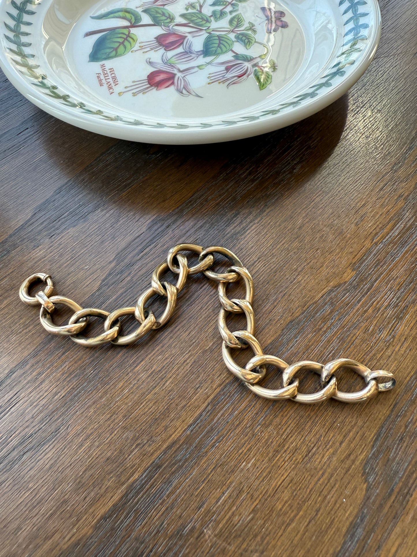 Antique Brassy Gold Filled XL Curb Link Chunky Bracelet 19.5g 7.25"