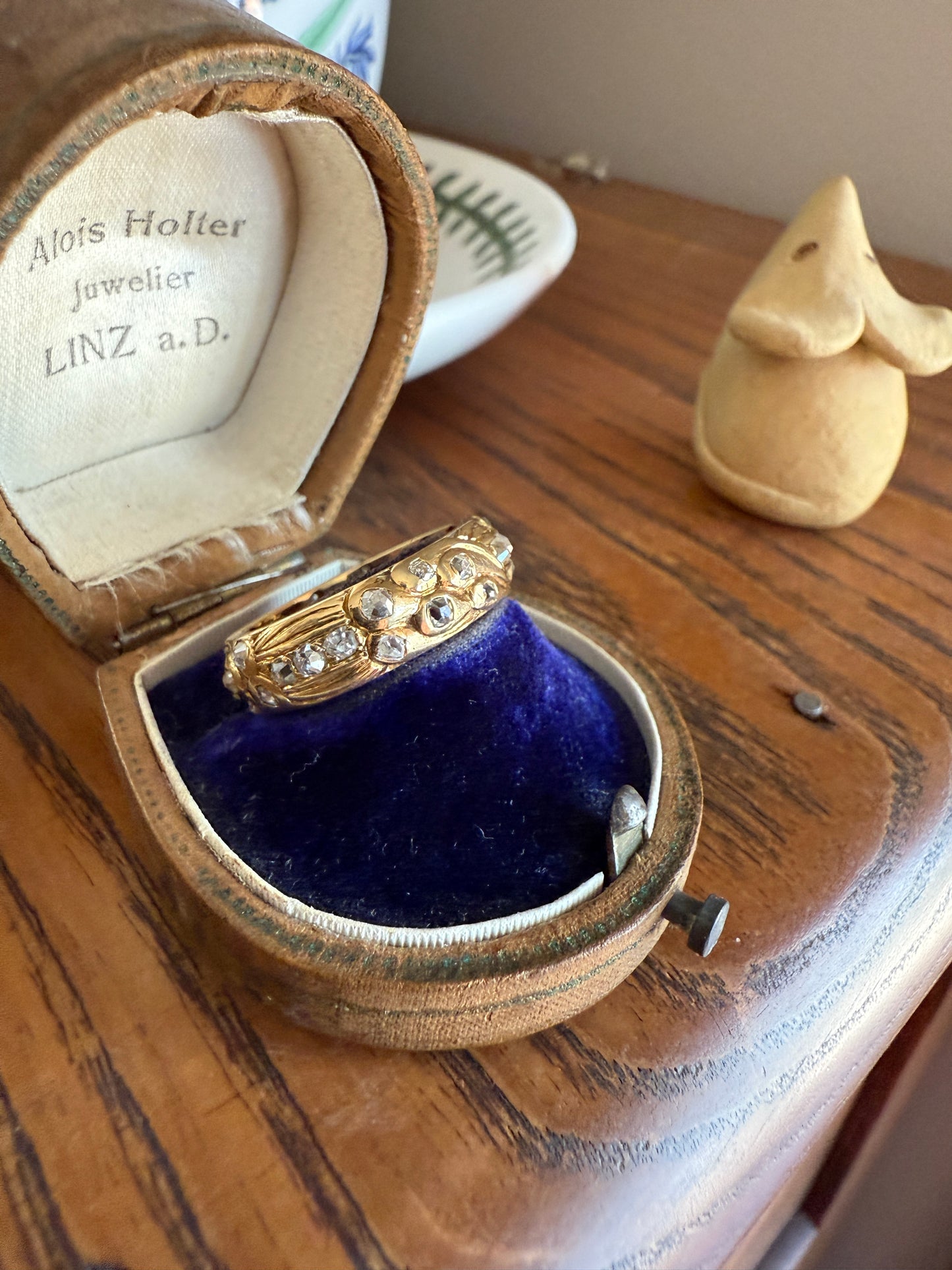 HEAVY One of a Kind Chunky Elongated 1.5ctw Old Mine Cut DIAMOND Encrusted Eternity Band French c1939 Ring 9.6g 18k Gold Anniversary? Dated