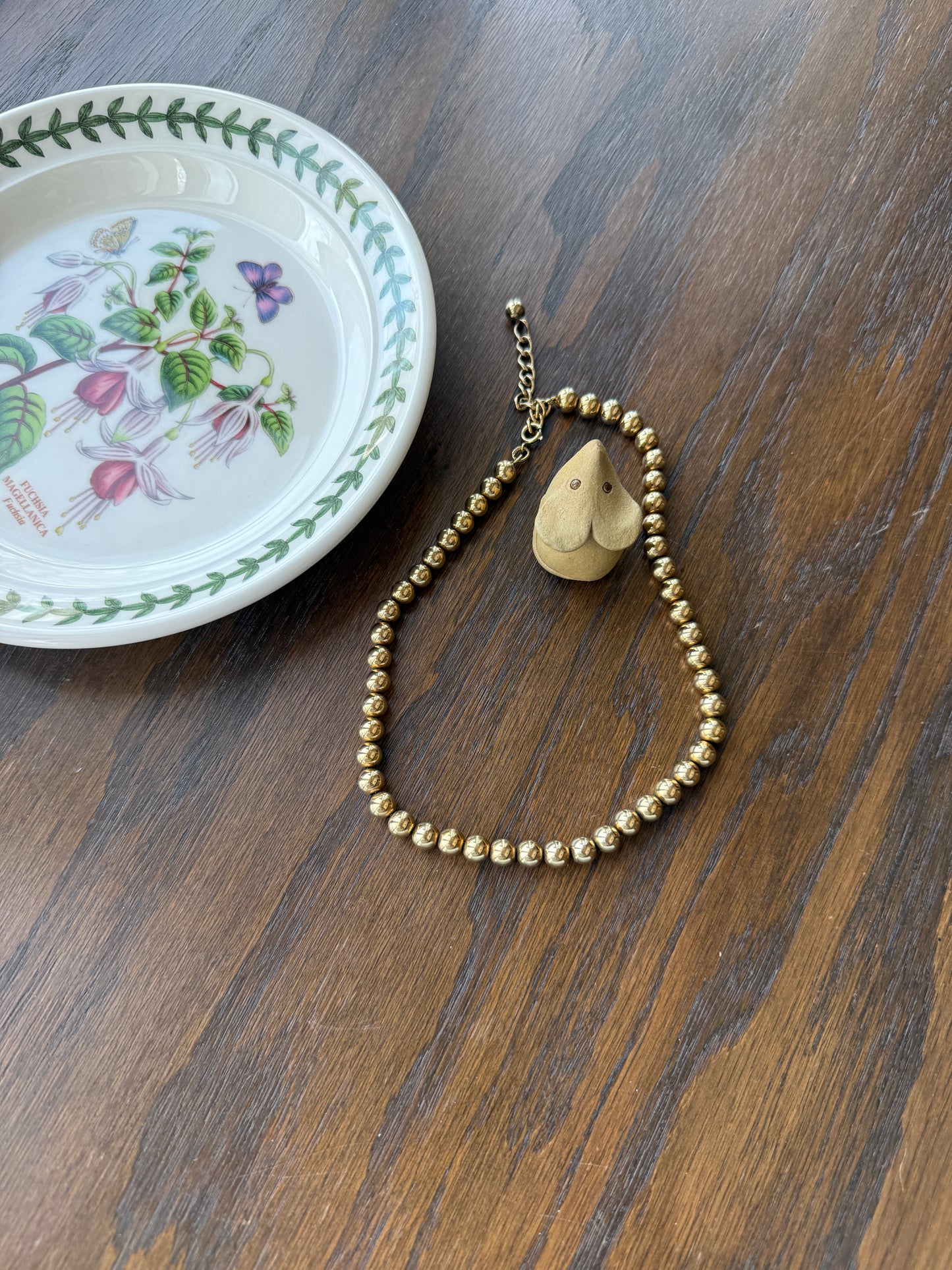 Antique Gold Filled Bead Necklace Chain #5 Large Uniform 22.5g Adjustable 11-16 Inch Choker Collar