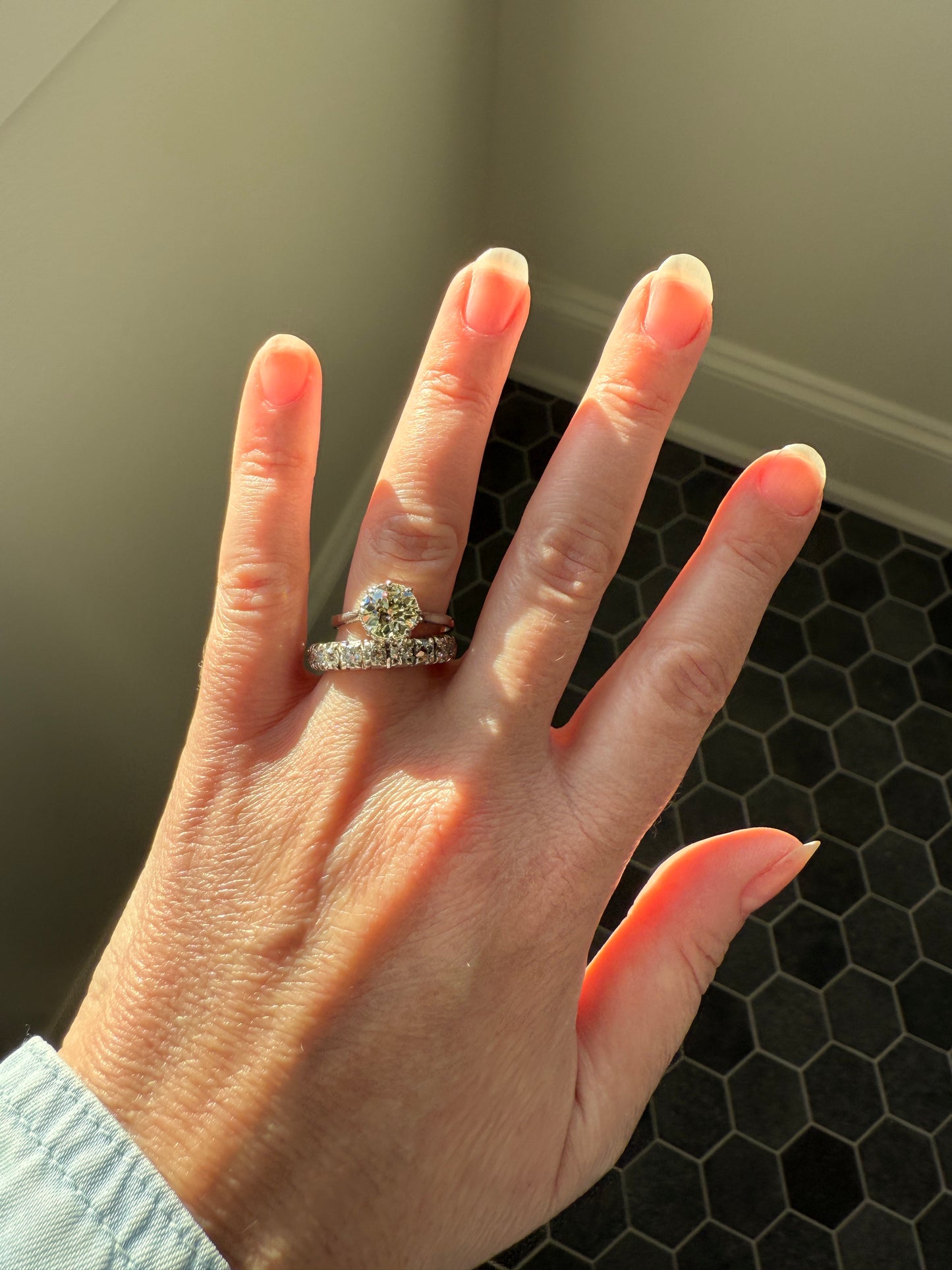 Antique Eye Clean Two Carat Warm Pale Yellow Natural Old European Cut DiAMOND Solitaire Ring Platinum Engagement All Original Edwardian Setting 2Ctw