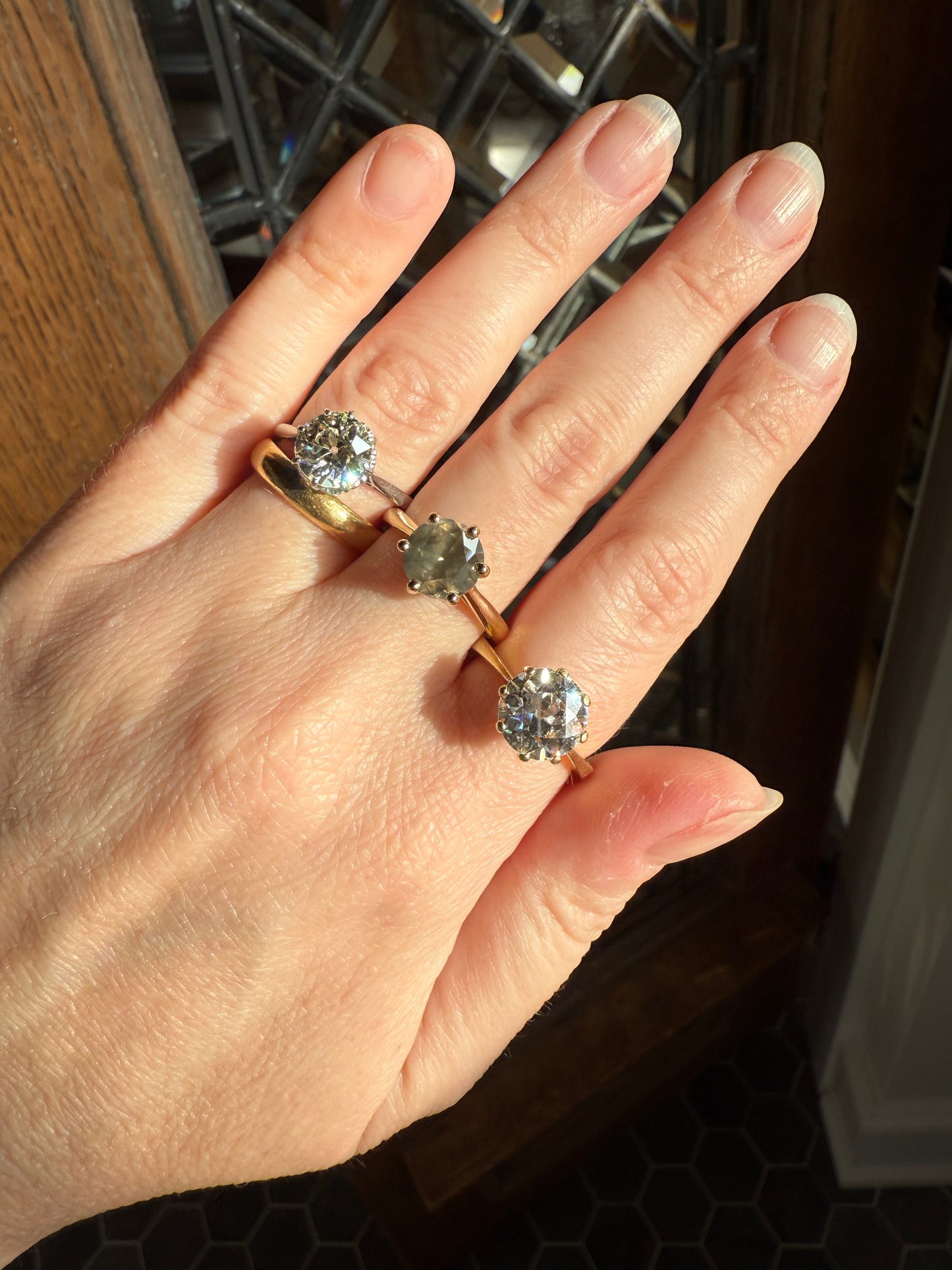 Fancy Intense Yellowish Gray Natural Diamond 2.4 Carat Solitaire Ring Smoky Inner Glow Aura French Vintage 18k Gold Unique Engagement Ooak