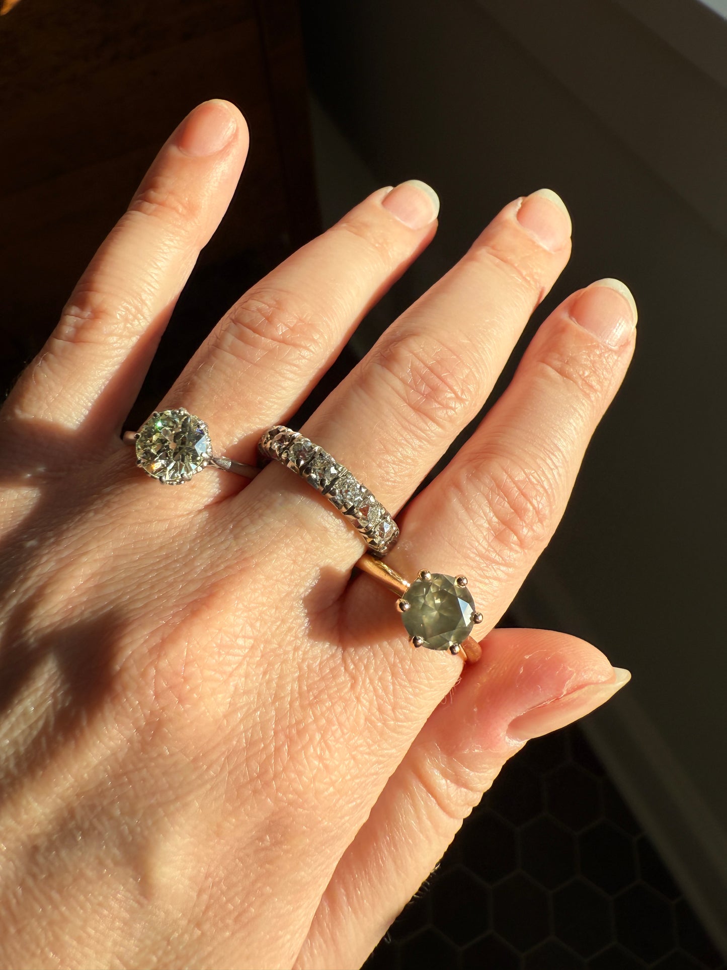 Fancy Intense Yellowish Gray Natural Diamond 2.4 Carat Solitaire Ring Smoky Inner Glow Aura French Vintage 18k Gold Unique Engagement Ooak