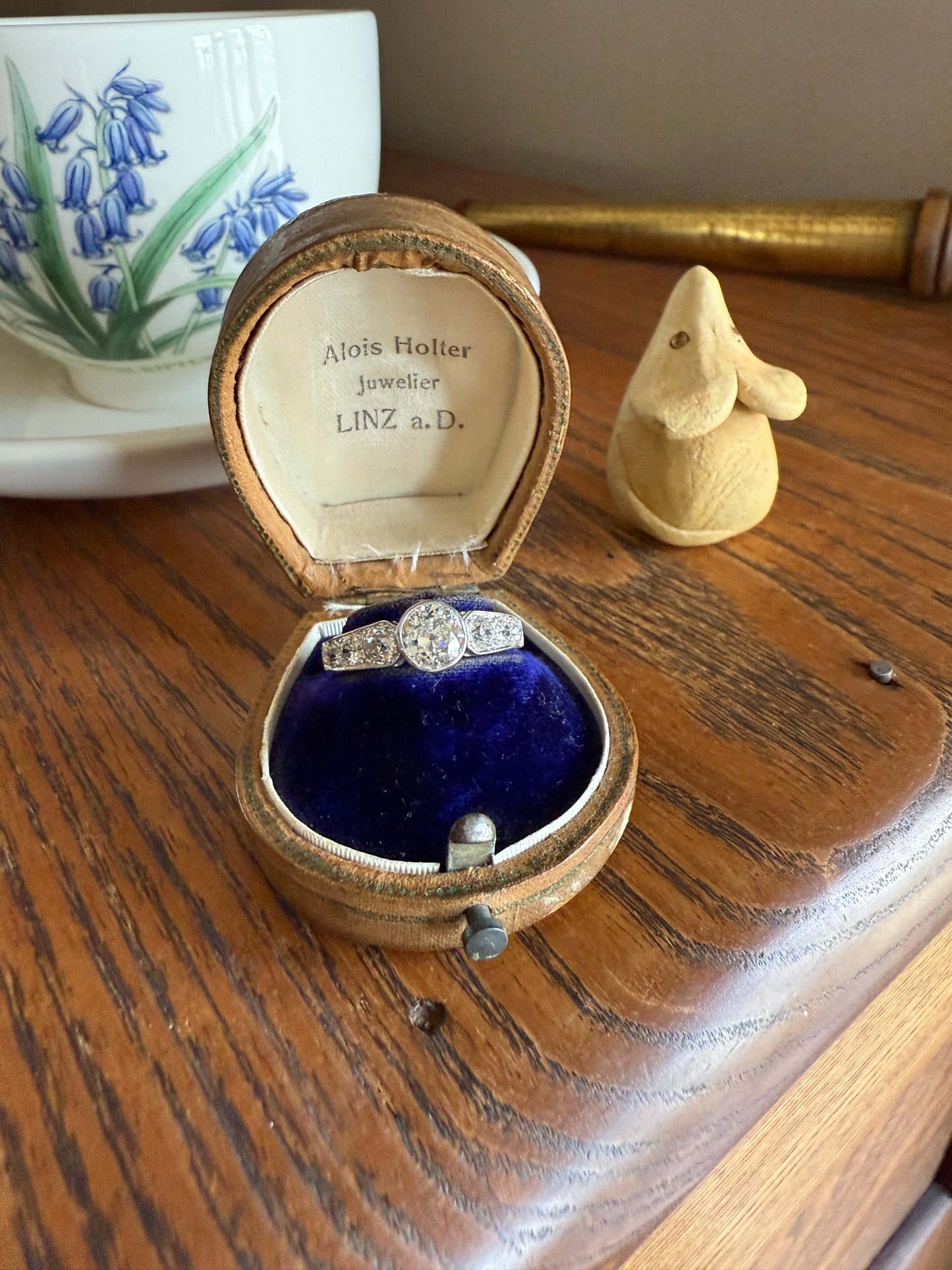 Art Deco Antique Bezel Set Eye Clean 1.85 Carat Tdw Old Mine Cut Diamond Seven Stone Solitaire w/ Accents 18k White Gold & Platinum