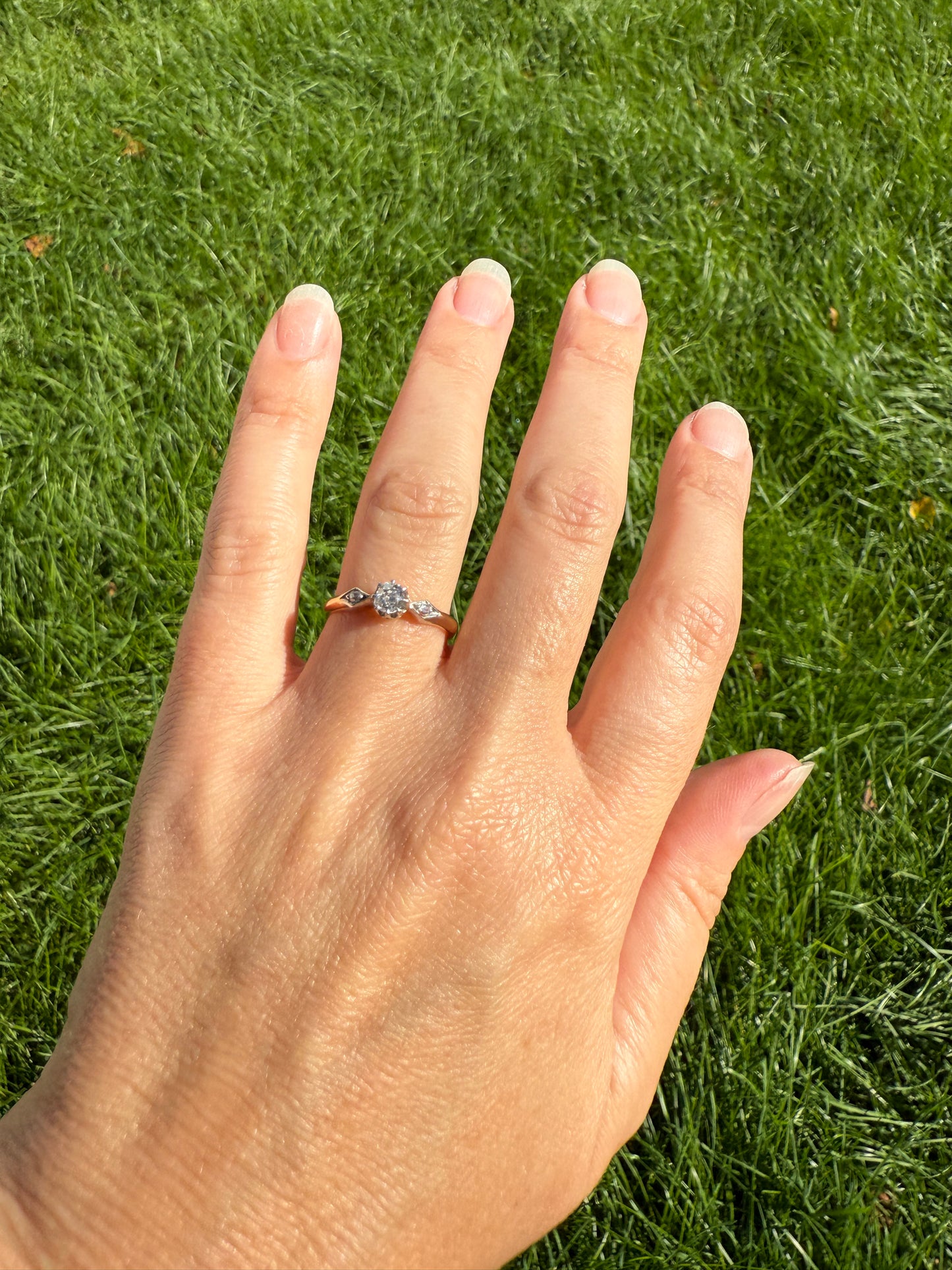 Classic Antique .3 Carat Old Mine Cut Diamond Solitaire & Accents 18k Gold French Victorian Engagement Ring Band