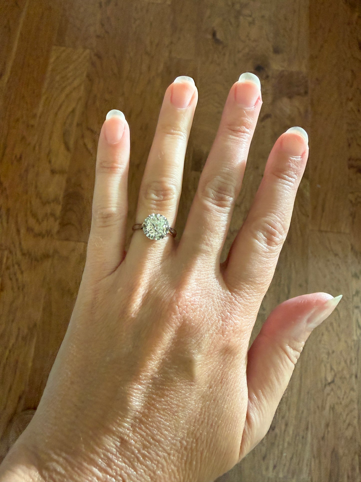 Original Vintage Eye Clean 1.55 Carat Natural Old Mine Cut DiAMOND Solitaire Ring French 18k White GOLD Platinum Engagement Art Deco 1.5Ctw
