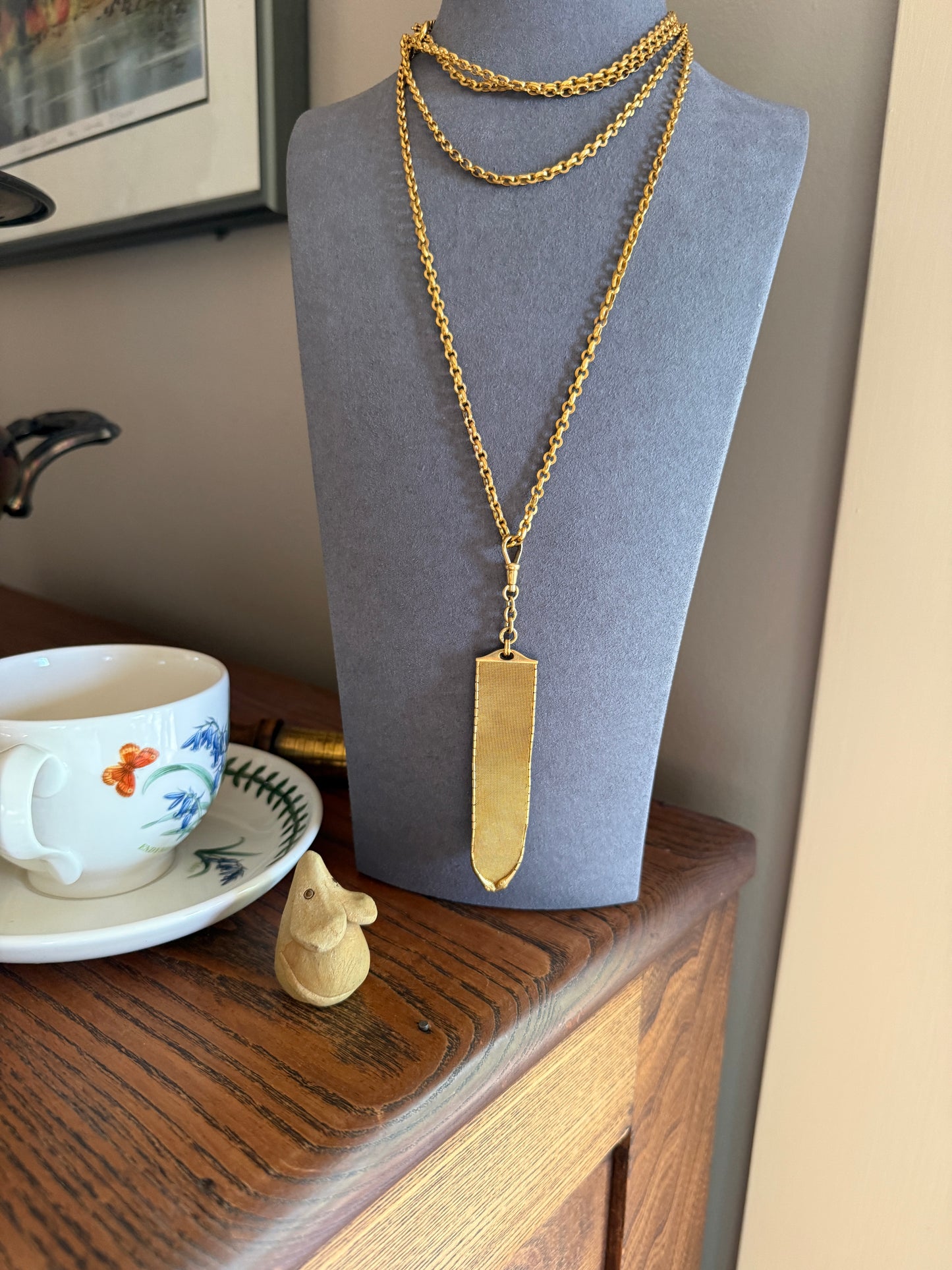 SNAKES Heavy Antique Pendant Watch Fob Strap 13g 18k Gold Solid Large Chatelaine Ornament Figural Double Heads Mesh with Dog Clip for Bracelet?