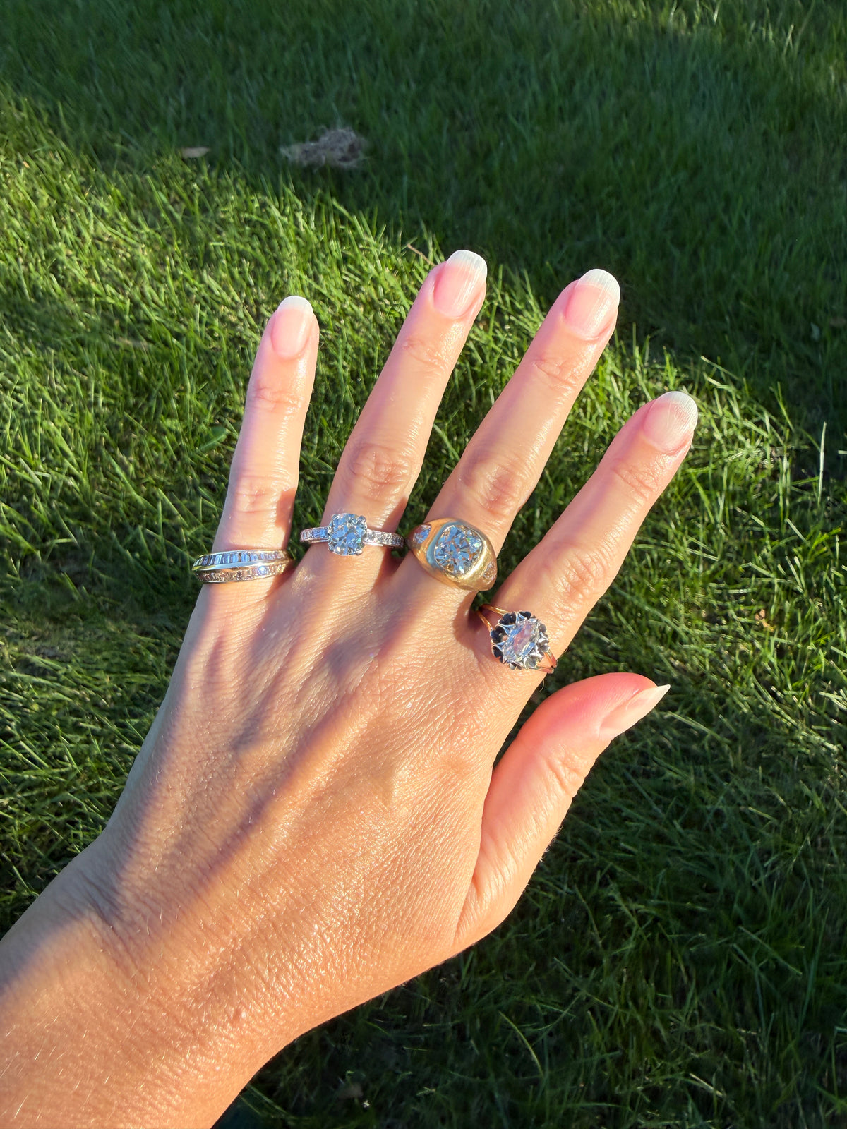 ANTIQUE Elongated Old Mine Cut Oval DIAMOND Silver Star Prong Basket Setting in 10k Gold Unique Buttercup Victorian .6 to 1.2 Ct.