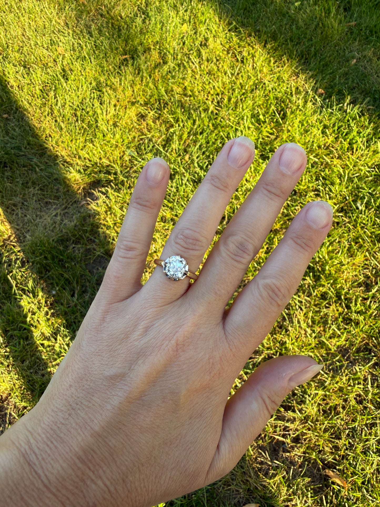 Original Antique Eye Clean 2.1 Carats Natural Old Mine Cut DiAMOND Solitaire Ring French 18k GOLD Engagement Art Deco 2.1Ctw