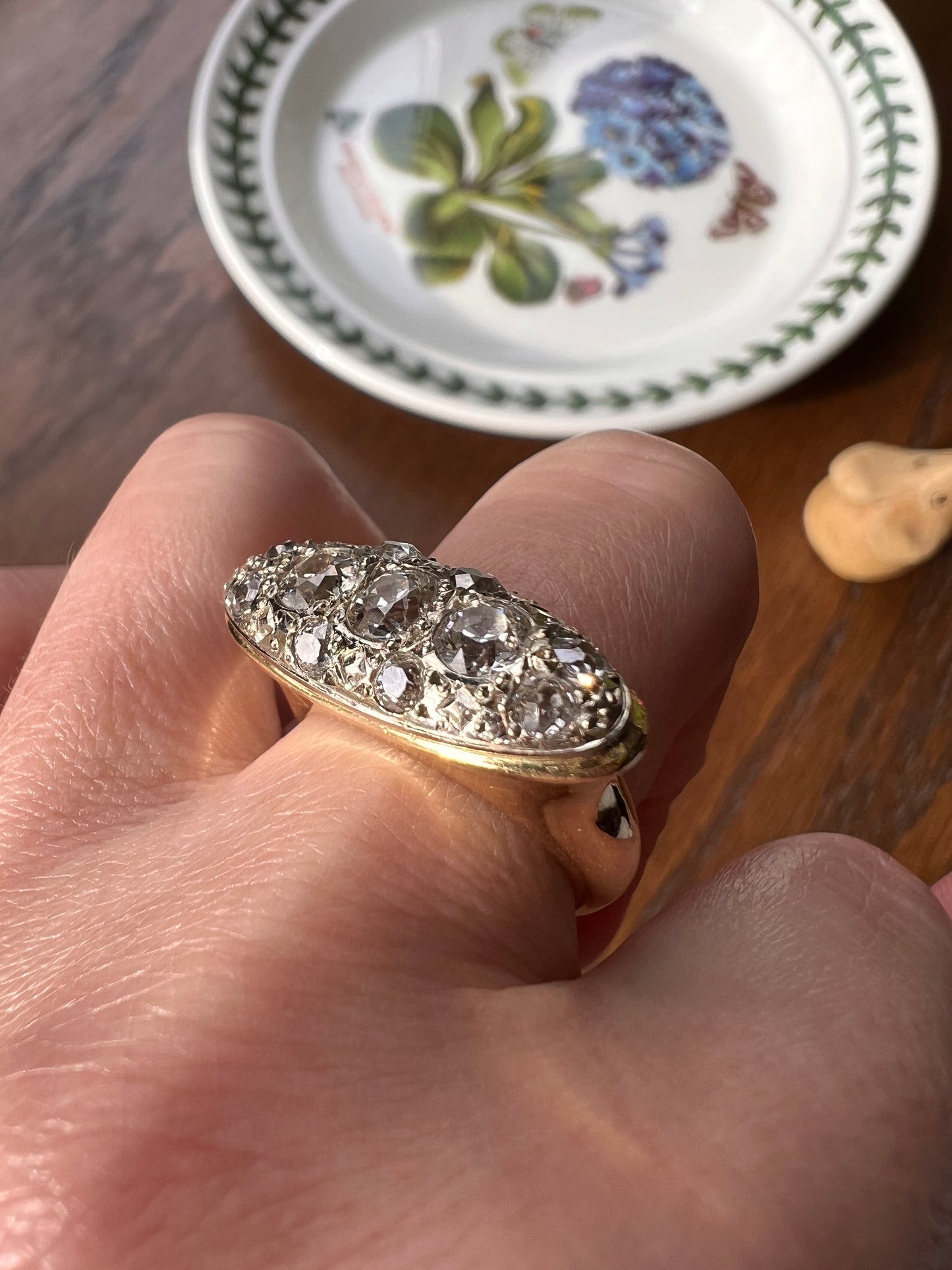 HEAVY Old Mine Cut DIAMOND Ring 1 1/4 Carats French Antique Art Deco Chunky Ring 11g 18k Gold Chunky Flared