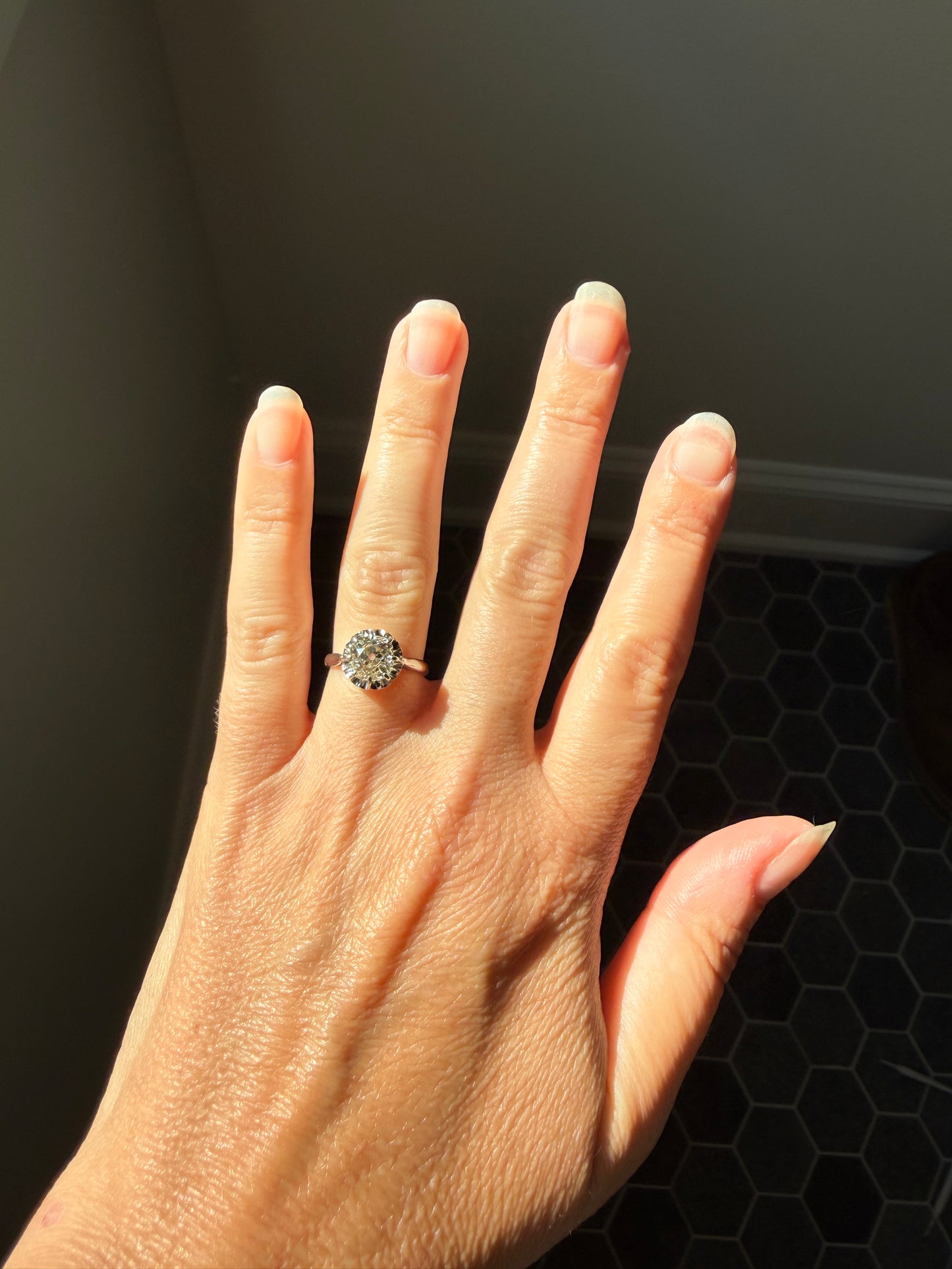Original Vintage Eye Clean 1.55 Carat Natural Old Mine Cut DiAMOND Solitaire Ring French 18k White GOLD Platinum Engagement Art Deco 1.5Ctw