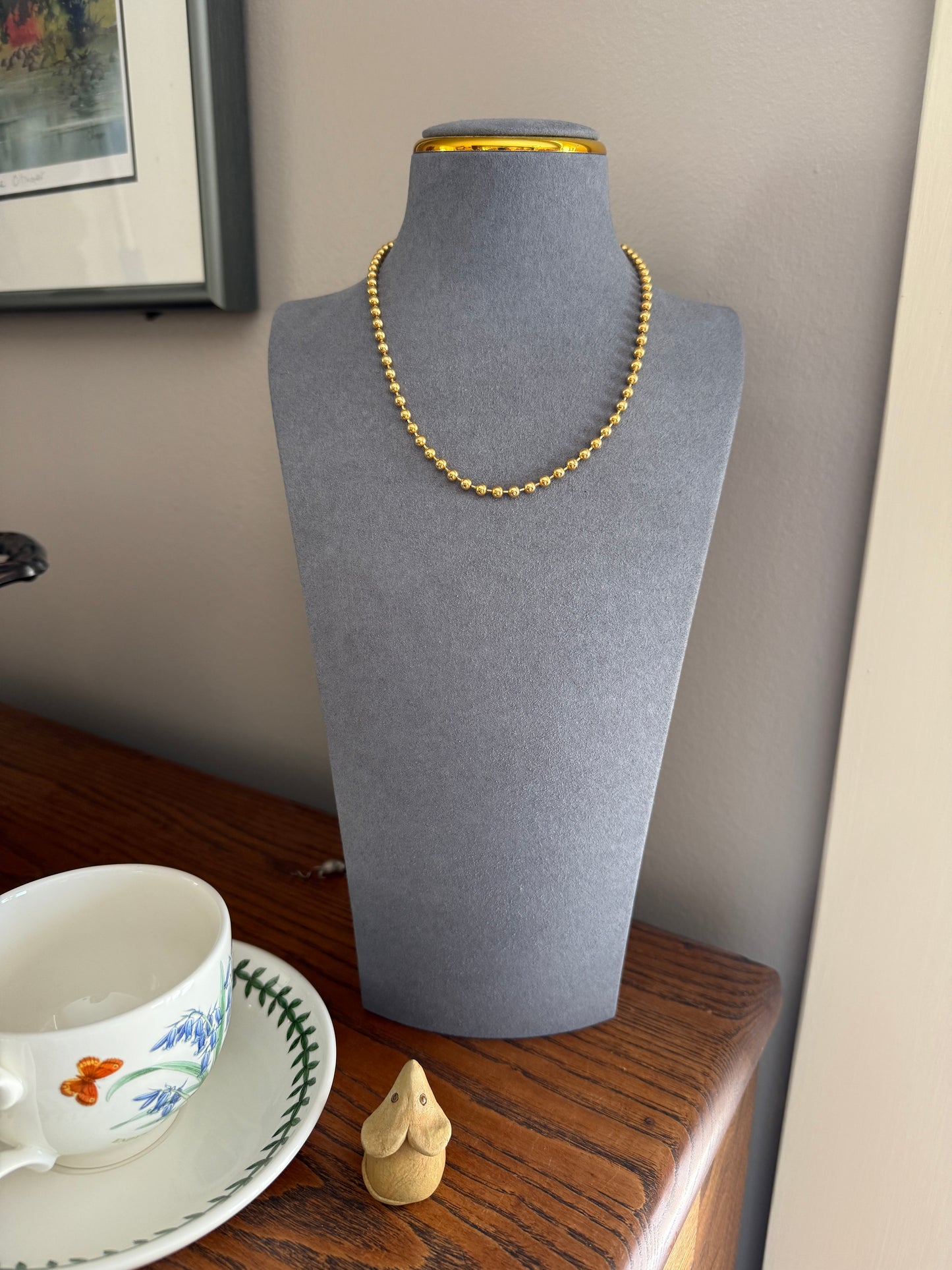 Antique Gold Filled Bead & Bar Necklace Chain #2 Uniform Size 15.75" 13.7g Choker