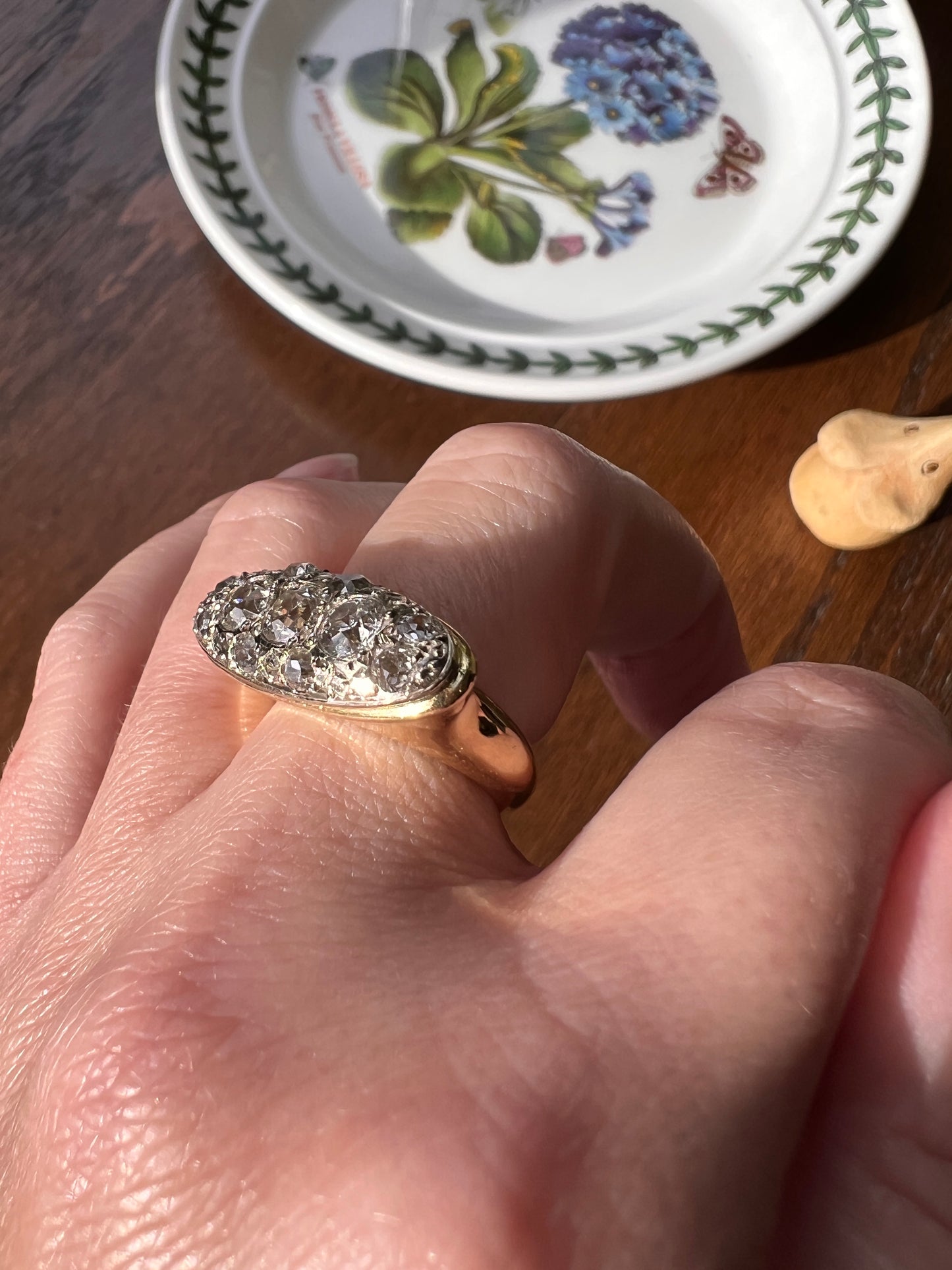 HEAVY Old Mine Cut DIAMOND Ring 1 1/4 Carats French Antique Art Deco Chunky Ring 11g 18k Gold Chunky Flared