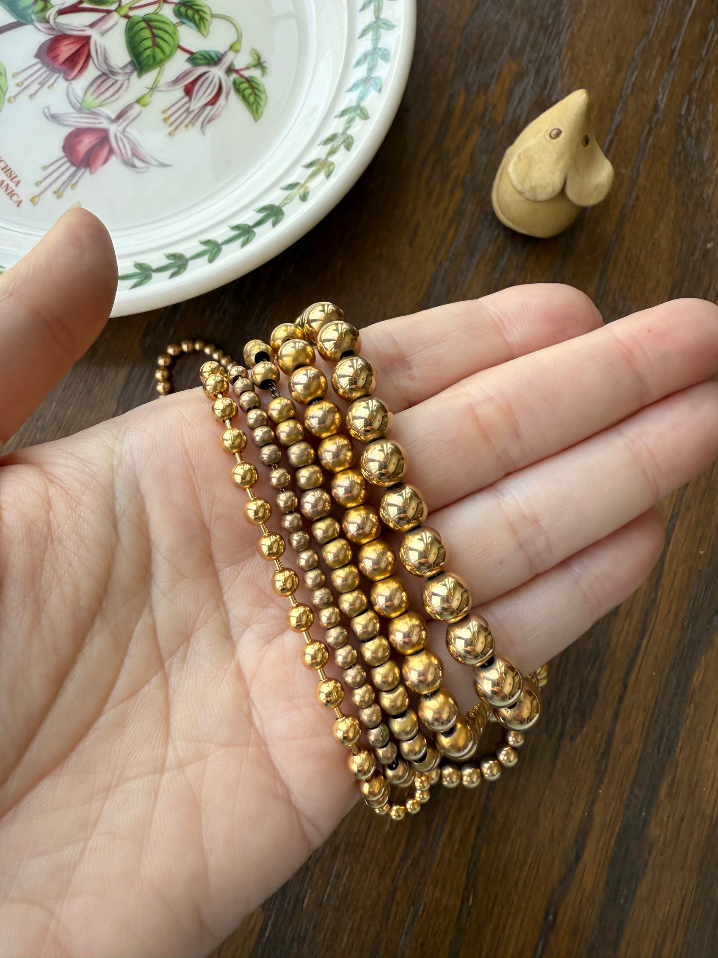 Antique Gold Filled Bead Necklace Chain #4 Graduating 16.75" 10.6g