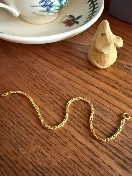 Vintage Gold Filled Oval Link Chain Bracelet or Extender / Connector French Minimalist Wriststack