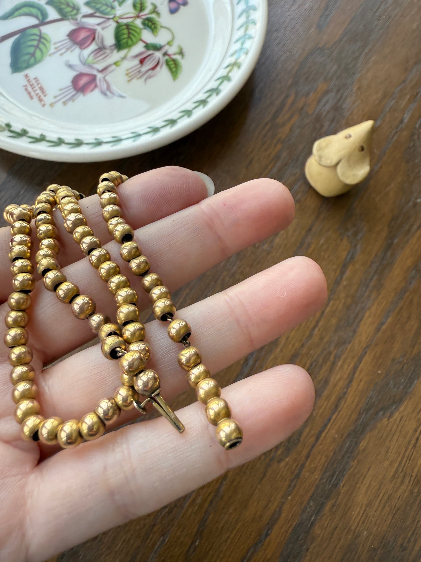 Antique Gold Filled Bead Necklace Chain #1 Uniform Size 14.25" 8.1g Choker