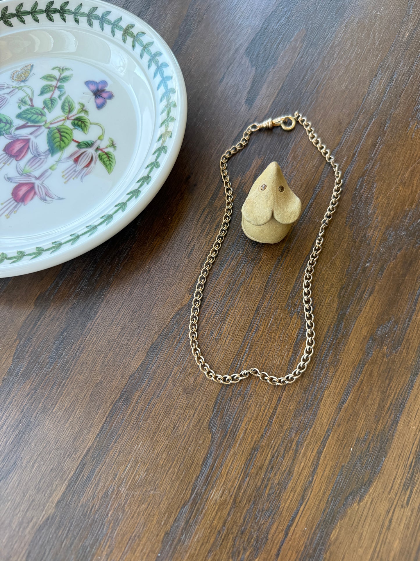 Antique Gold Filled Watch Chain - What Link is This? - Dog Clip and Spring Ring Connector Necklace 15.5" 9.5g