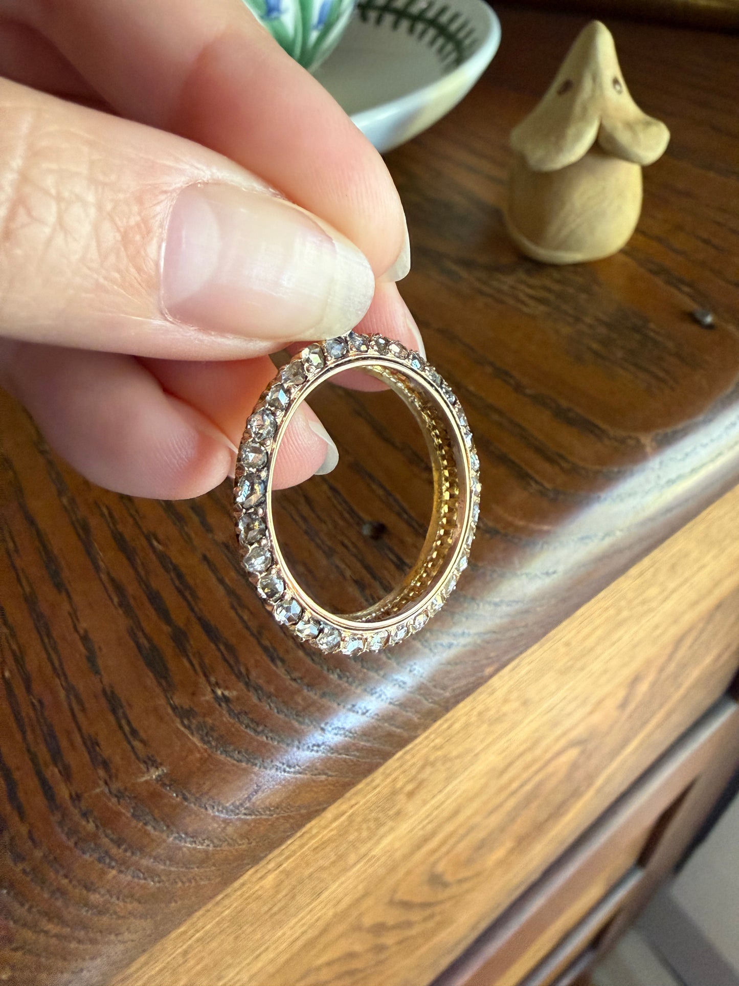 CIRCLE Pendant 32 Rose Cut DIAMOND Encrusted 18k Gold Antique VICTORIAN Figural Halo Frame Round Geometric Old Cut Gift