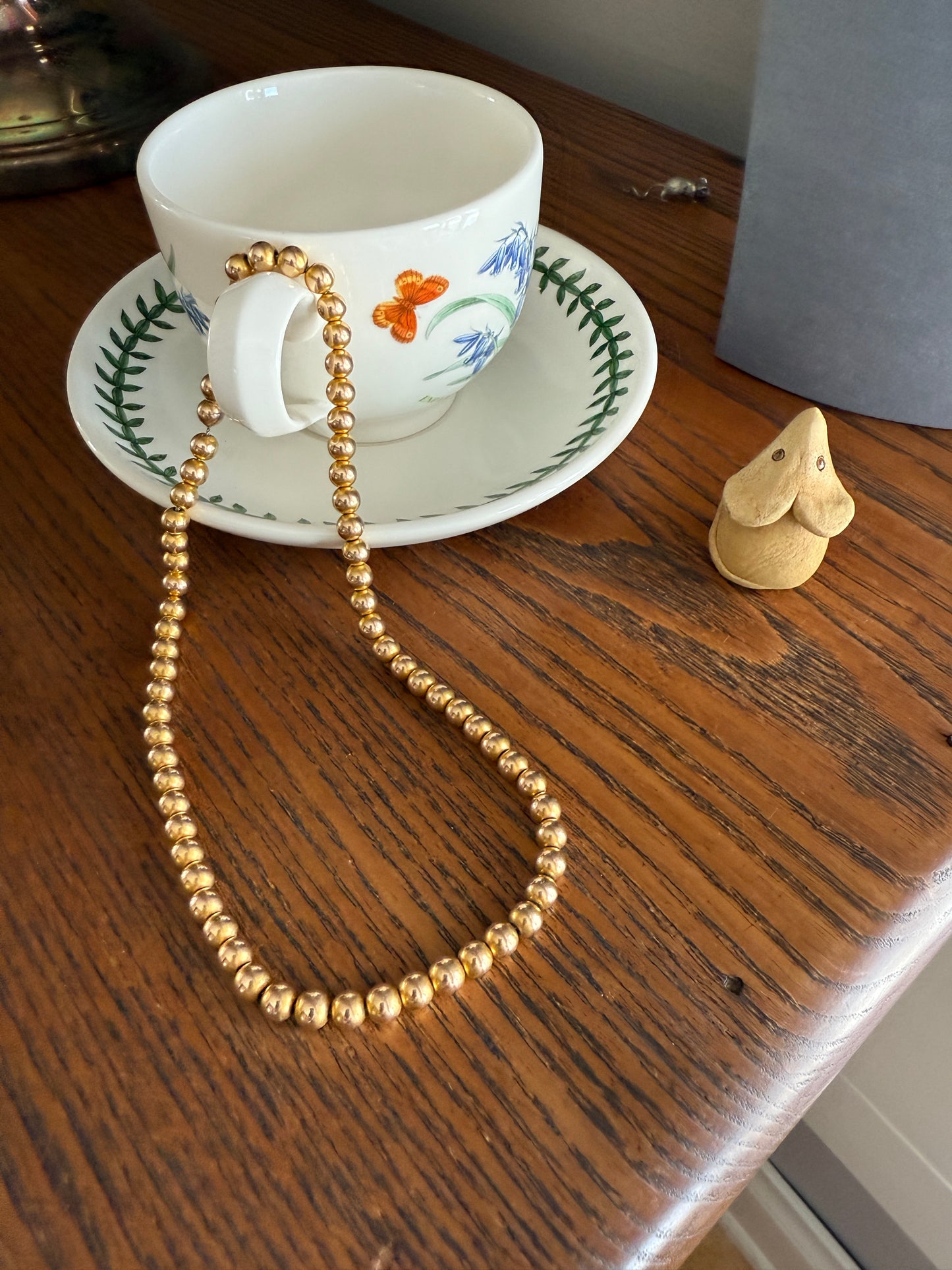 Antique Gold Filled Bead Necklace Chain #3 Uniform Size Medium 15" 26.7g Choker