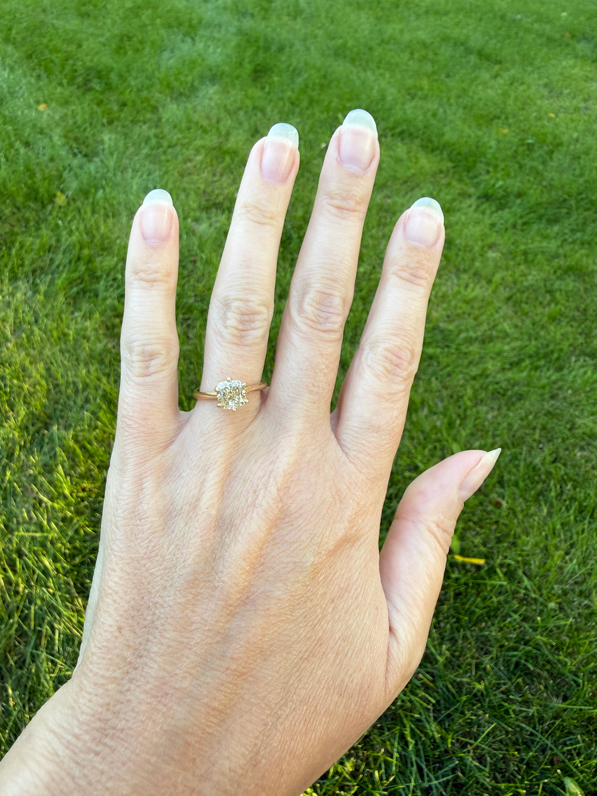 Fancy Brownish Yellow Eye Clean 1.52 Carat Cushion Cut DIAMOND Ring w/ CERT. French Vintage Solitaire 18k Gold Engagement Paris Find