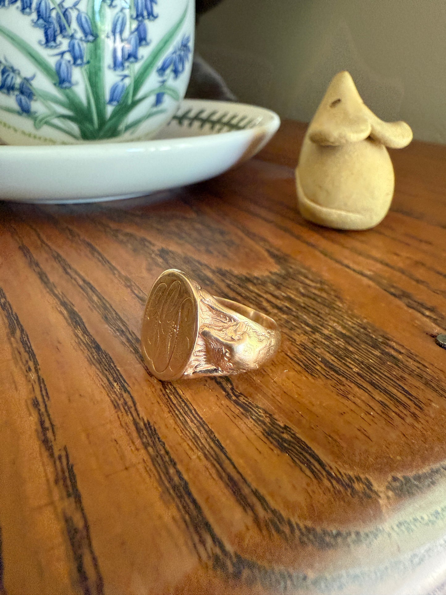 FOX or WOLF Figural Signet 8.5g 10k Rose Gold Antique Animal Ring Chunky Band Sturdy Heavy Unisex