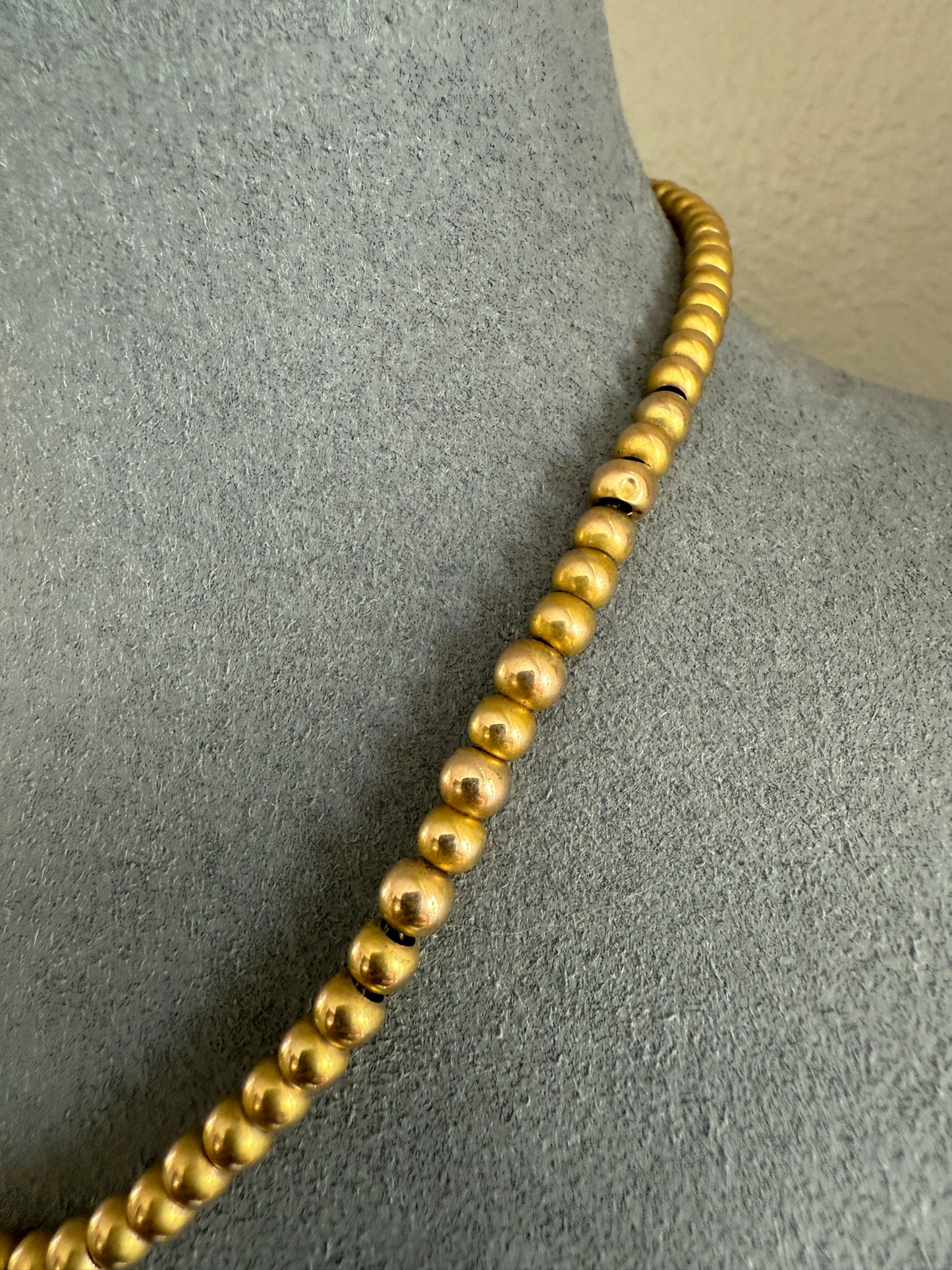 Antique Gold Filled Bead Necklace Chain #1 Uniform Size 14.25" 8.1g Choker