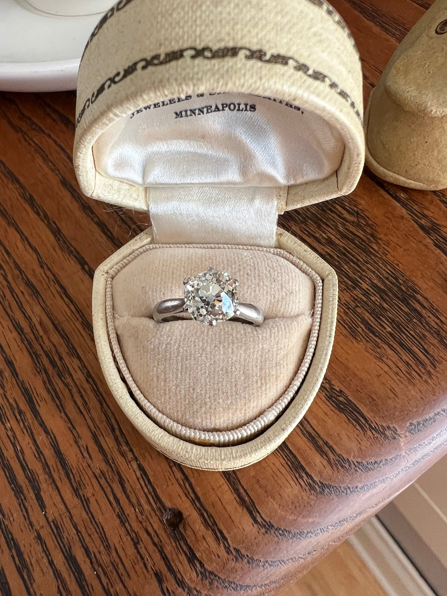 Exceptional Antique 2.3 CARAT X Chunky Old Mine Cut DIAMOND Eye Clean Solitaire Engagement Ring w/ Cert PLATINUM French Tall Stacker OmC