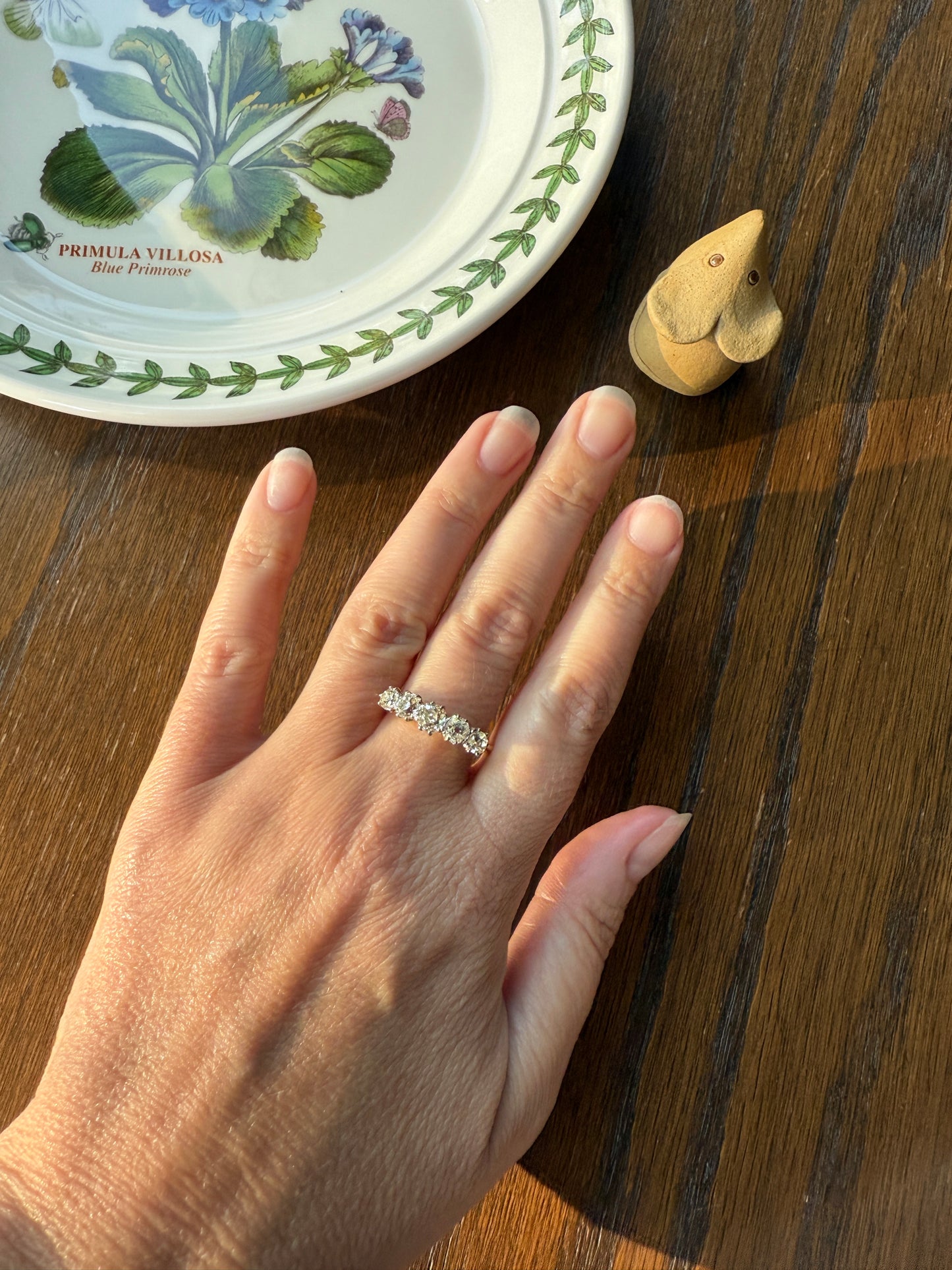 Five Stone Victorian Antique 1.75 CARAT Old Mine Cut DIAMOND Tall Stacker Ring 18k Gold Skinny Band Wedding Anniversary