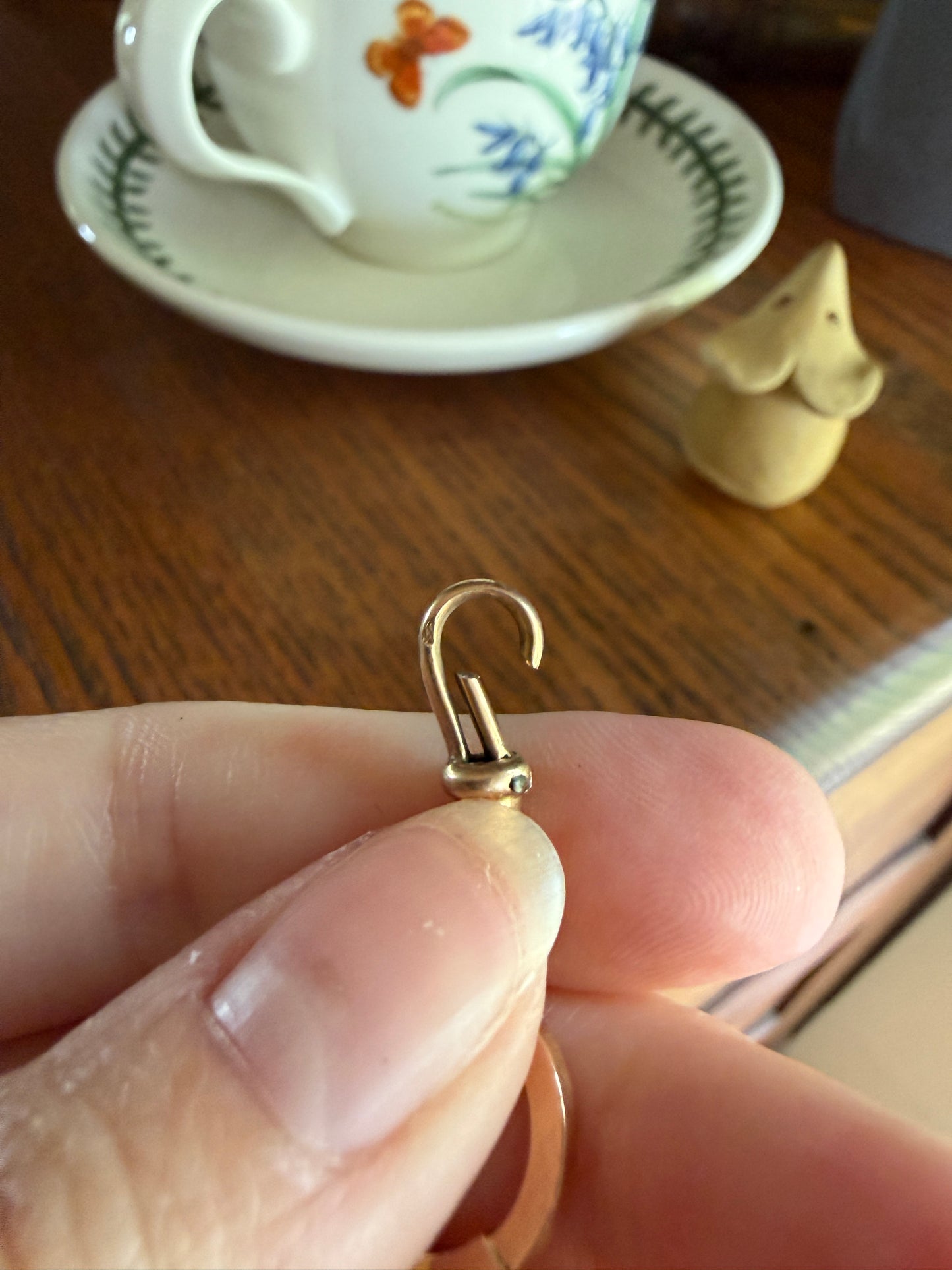 French Antique  14.4g 18k GOLD Solid Curb Embossed Link Watch Chain XL Faceted Spring Ring Dog Clip Extender Bracelet Connector