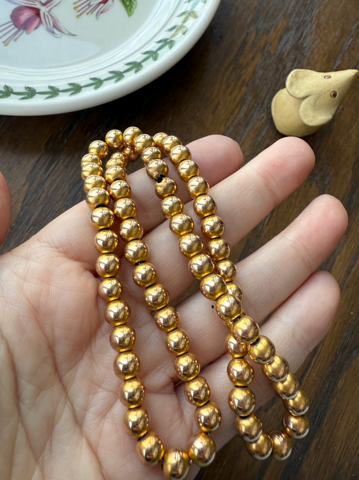 Antique Gold Filled Bead Necklace Chain #3 Uniform Size Medium 15" 26.7g Choker