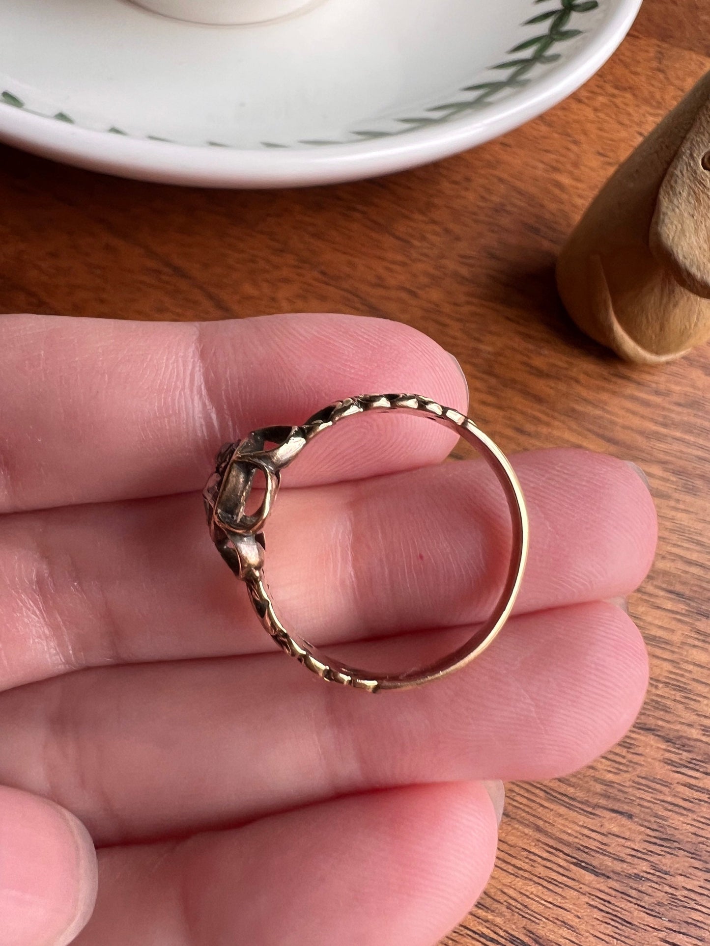 RARE 1700s Chiffre Triangle Rose Cut DIAMOND Ring French ANTiQUE Cobblestone Cluster Buttercup 18k Gold Fleur de Lis Victorian Band