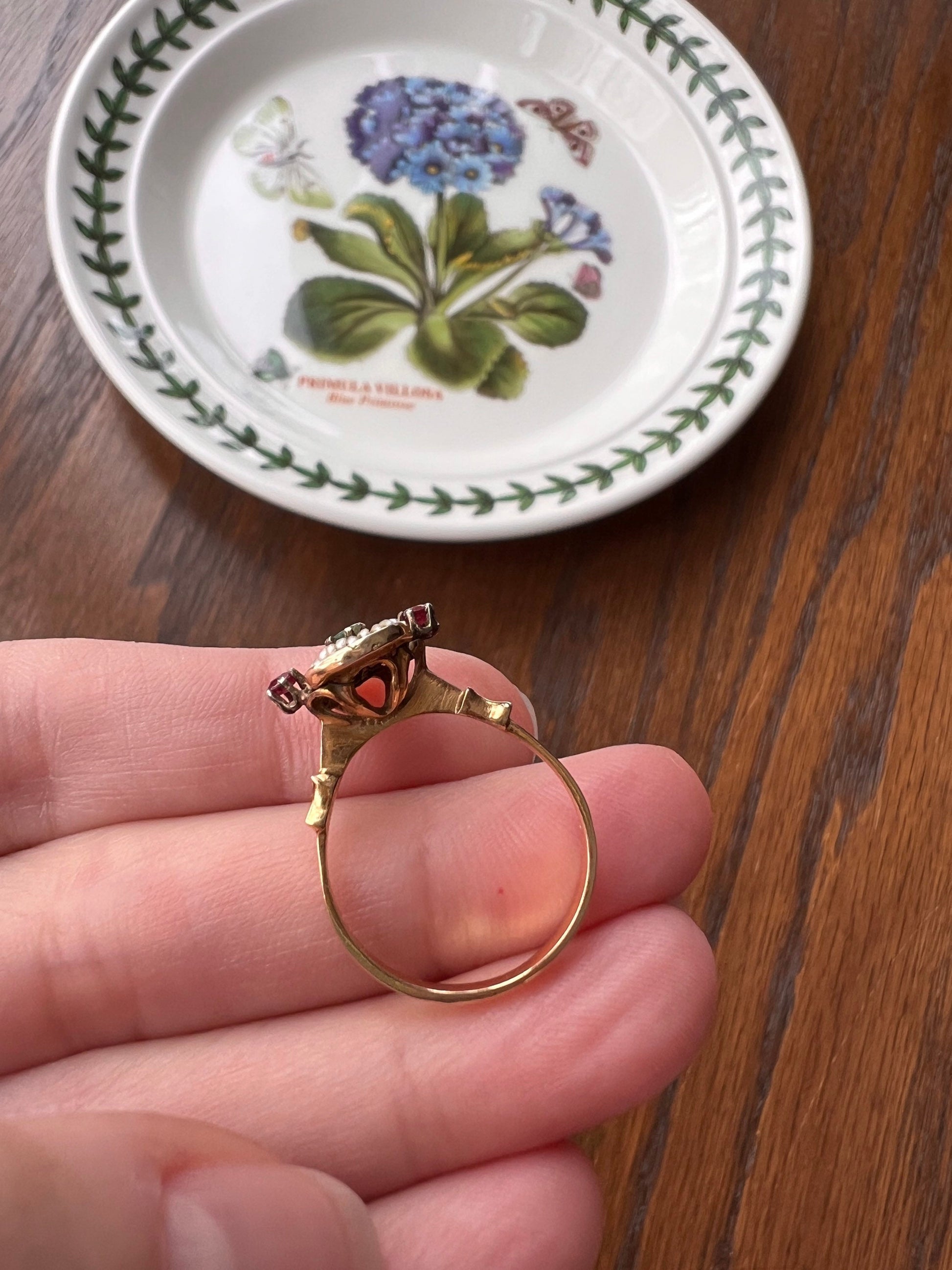 SET Ring & Necklace ROYAL Family Provenance RuBY Sapphire EMERALD Seed Pearl 14k Gold Historical Parure Jewelry Bavarian Princess Rare Gift