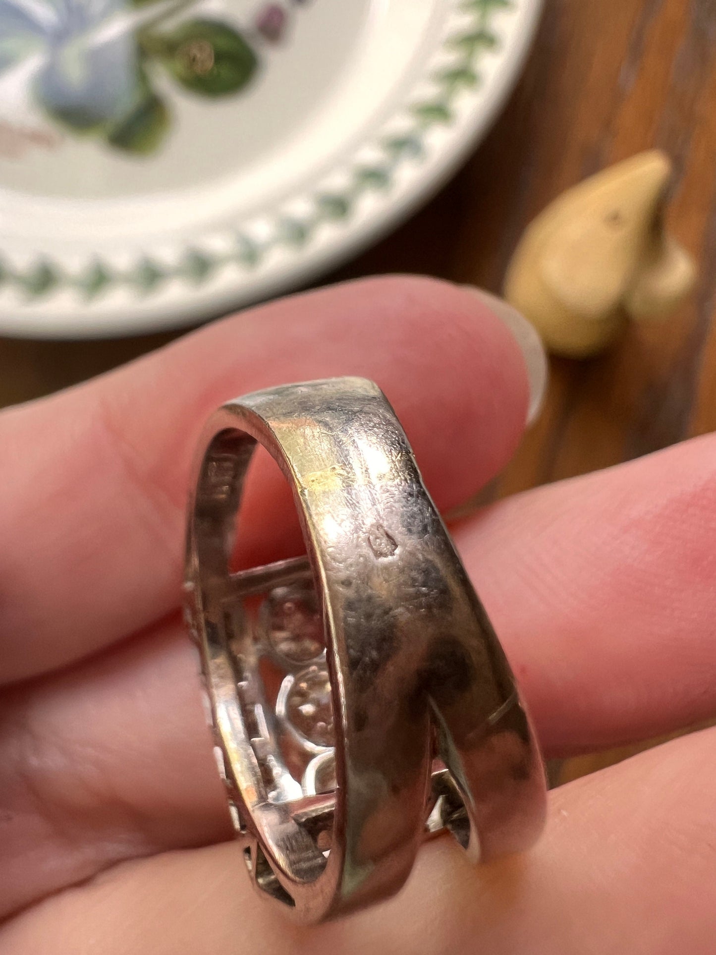 French Antique .85 Carat Old Mine Cut DIAMOND Linear Tank Ring 18k White Gold Romantic Gift Chunky Belle Epoque Geometric Rectangular .85Ctw