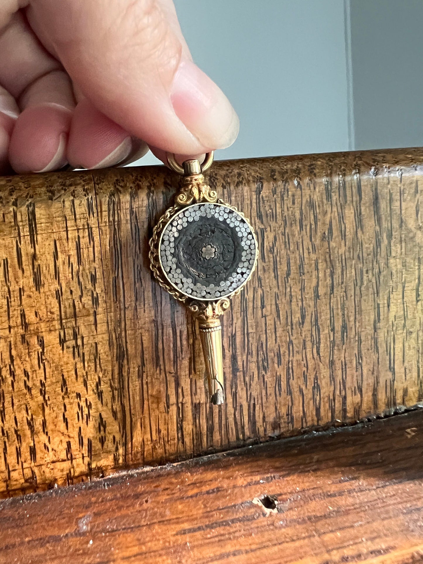 Rare VICTORIAN Transatlantic Cable SOUVENIR PENDANT 14k Gold 1800s Geometric Watch Key Historical Significance Collectible Antique Neckmess