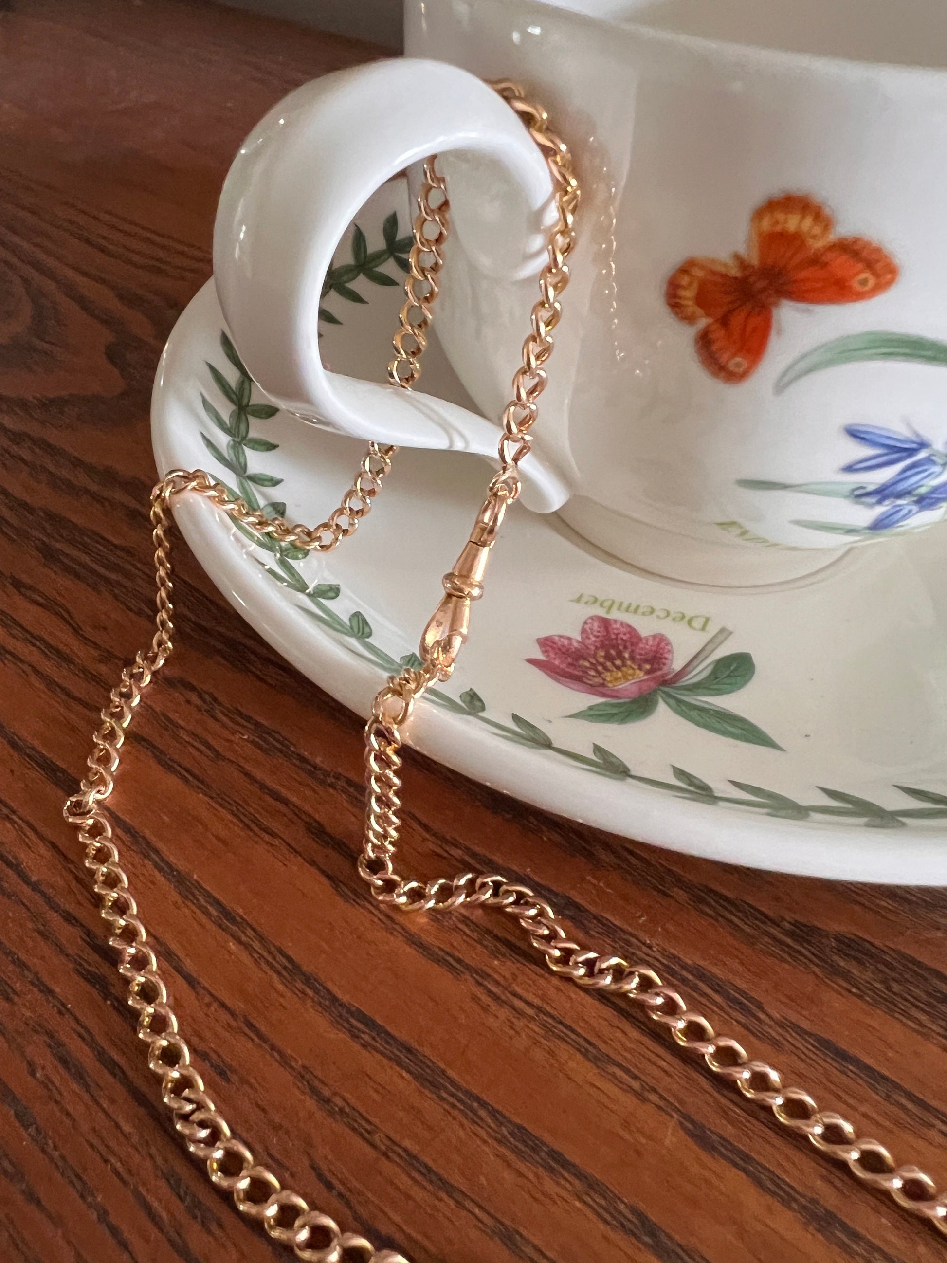 Glowing French Antique 11.1g 18k GOLD Chunky Curb Chain Link w/ Dog Clip 22" Long Necklace Neckmess Neckstack Victorian Gift Belle Epoque