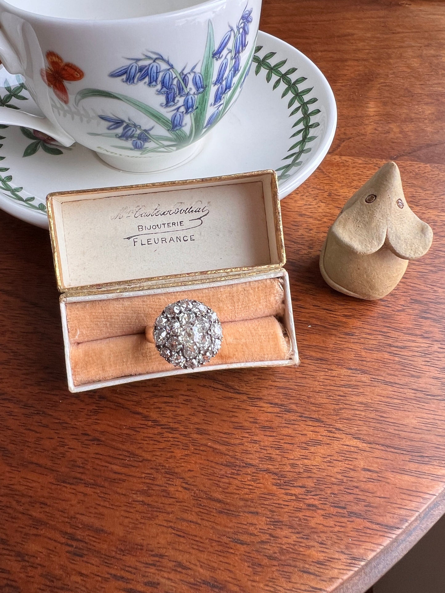 XL Fabulous ANTIQUE 2.75 Carat 19 Old Mine Cut DIAMOND Daisy Cluster Ring 14k Gold French Belle Epoque Romantic Gift OmC Victorian Oval 2/3"