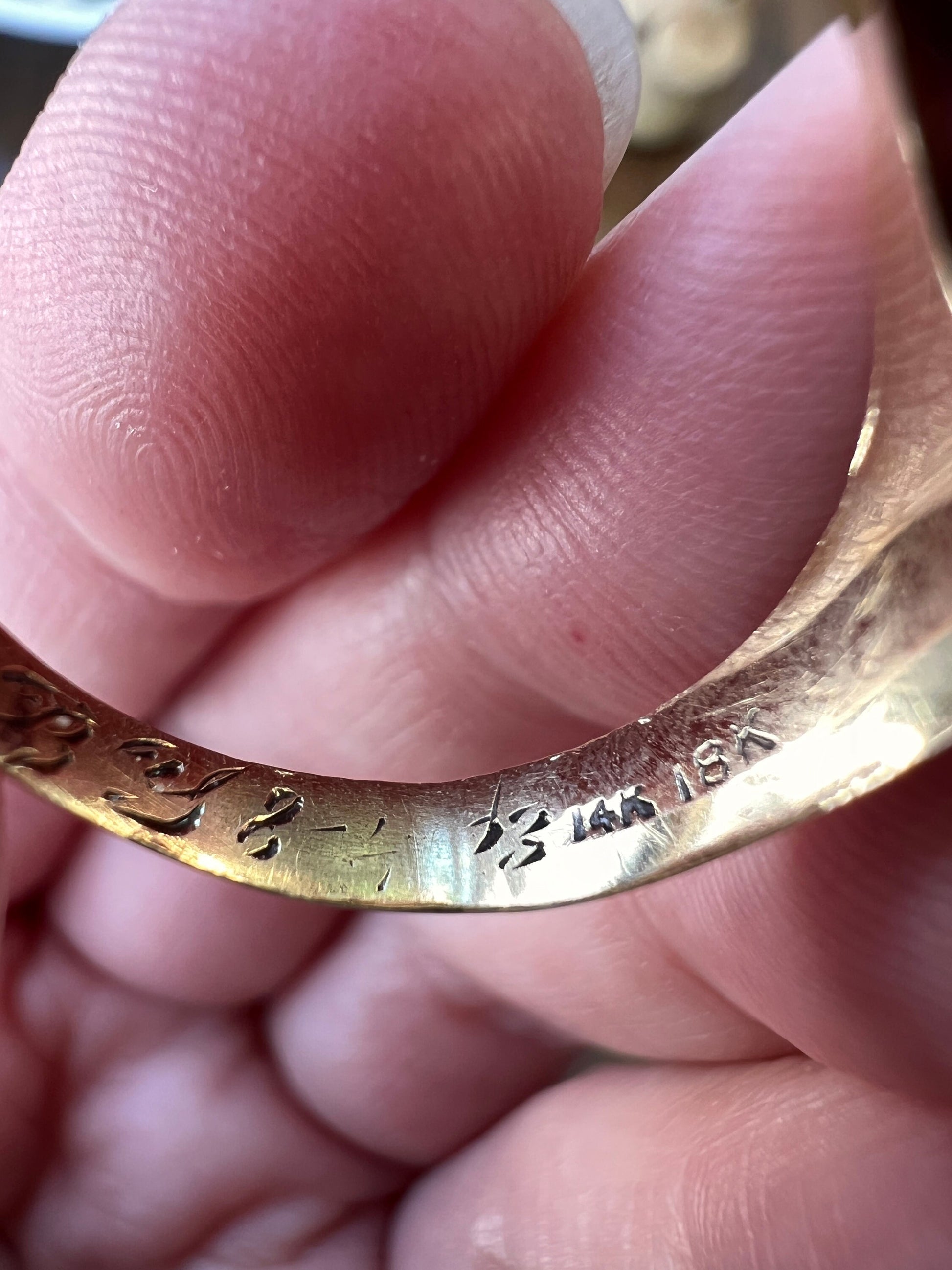 Feather DATED 1923 Engraved GYPSY Ring .37 Carat Old European Cut DIAMOND Ring Tall Geometric Antique 14k 18k Gold Tall Stacker Gift OeC Man