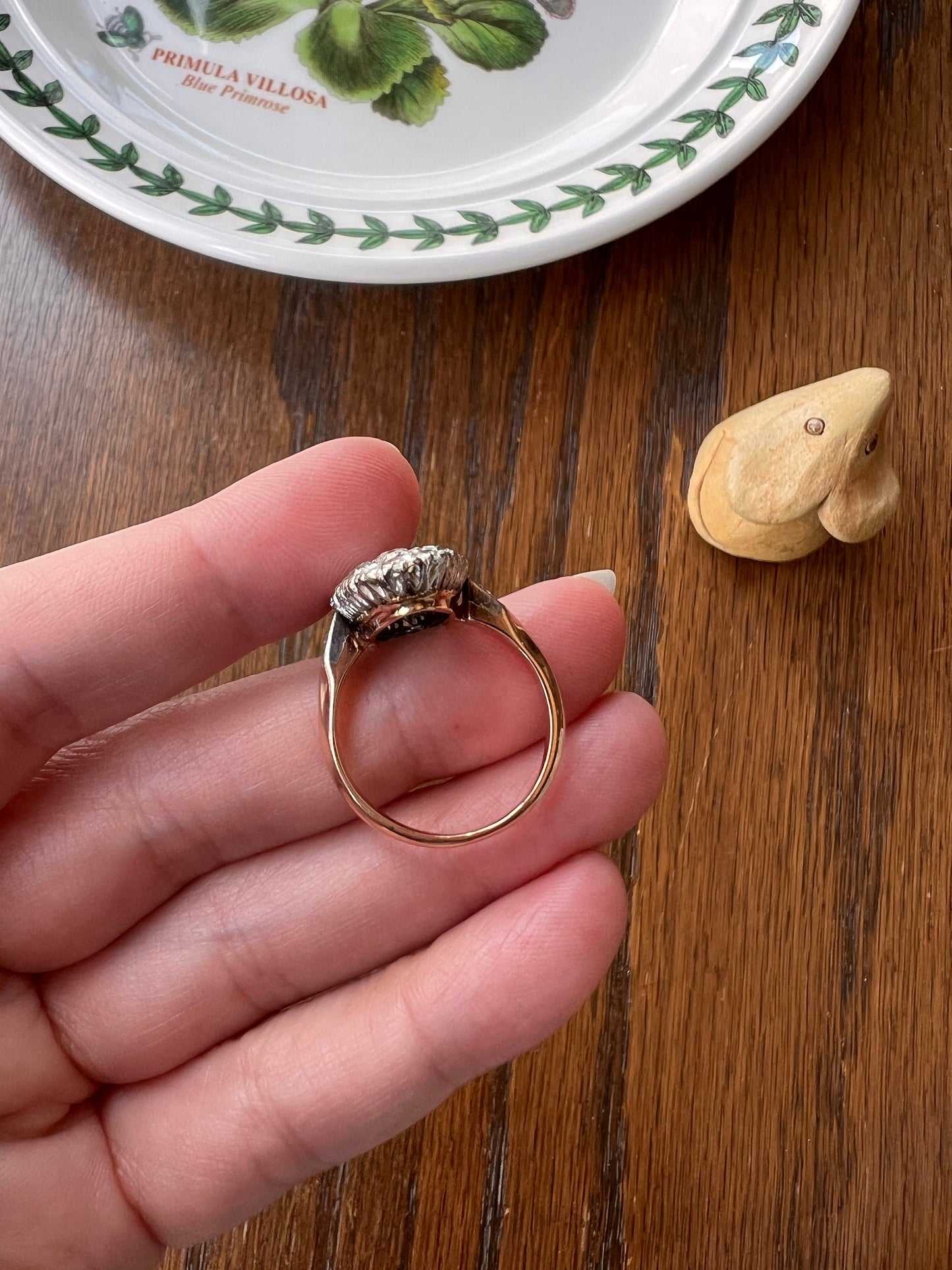 XL Oval French ANTIQUE 3.5 Carat 29 Old Mine Cut DIAMOND Rose Cut Cluster Ring 18k Gold Belle Epoque Romantic Gift OmC Edwardian Early 1900s