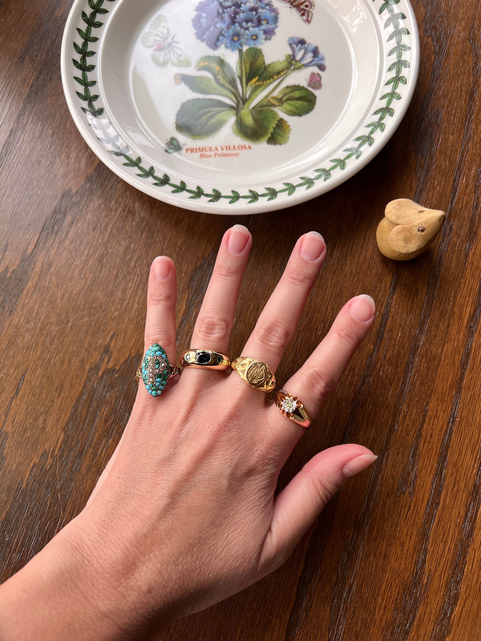 Victorian Antique TURQUOISE Pearl Letter P d Initial Ring French 18k Silver Blue Green Letter Monogram Signet Domed Navette Pave Gemset Gift