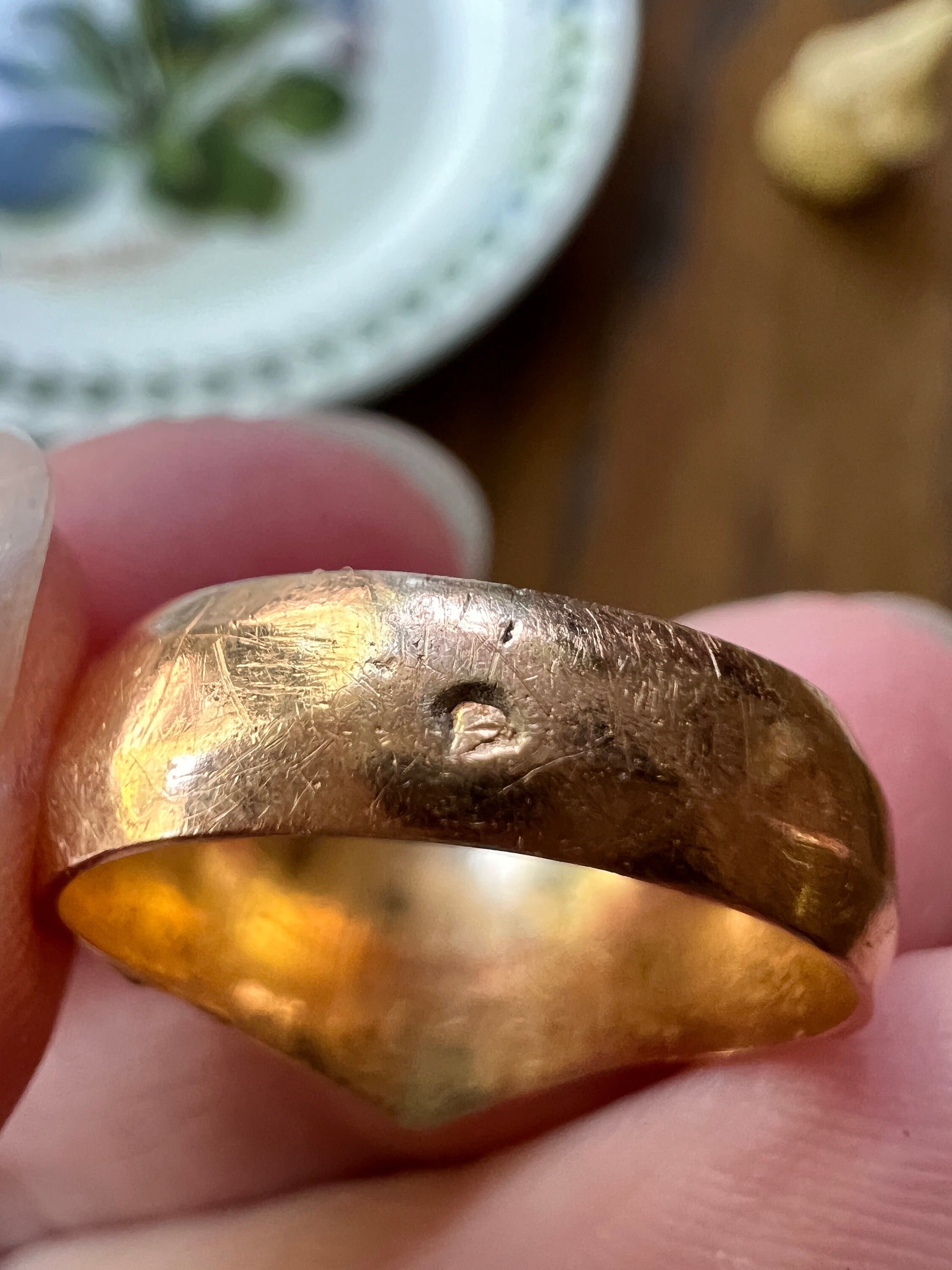 HEART Figural Antique 18k Signet Ring Hand Engraved Initials Monogram Y G J Wide Band Stacker Victorian Wedding Engagement Betrothal Gift