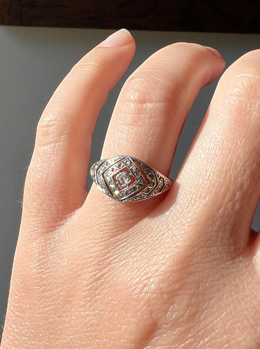 geometric gift chevron ring band stacker antique jewelry