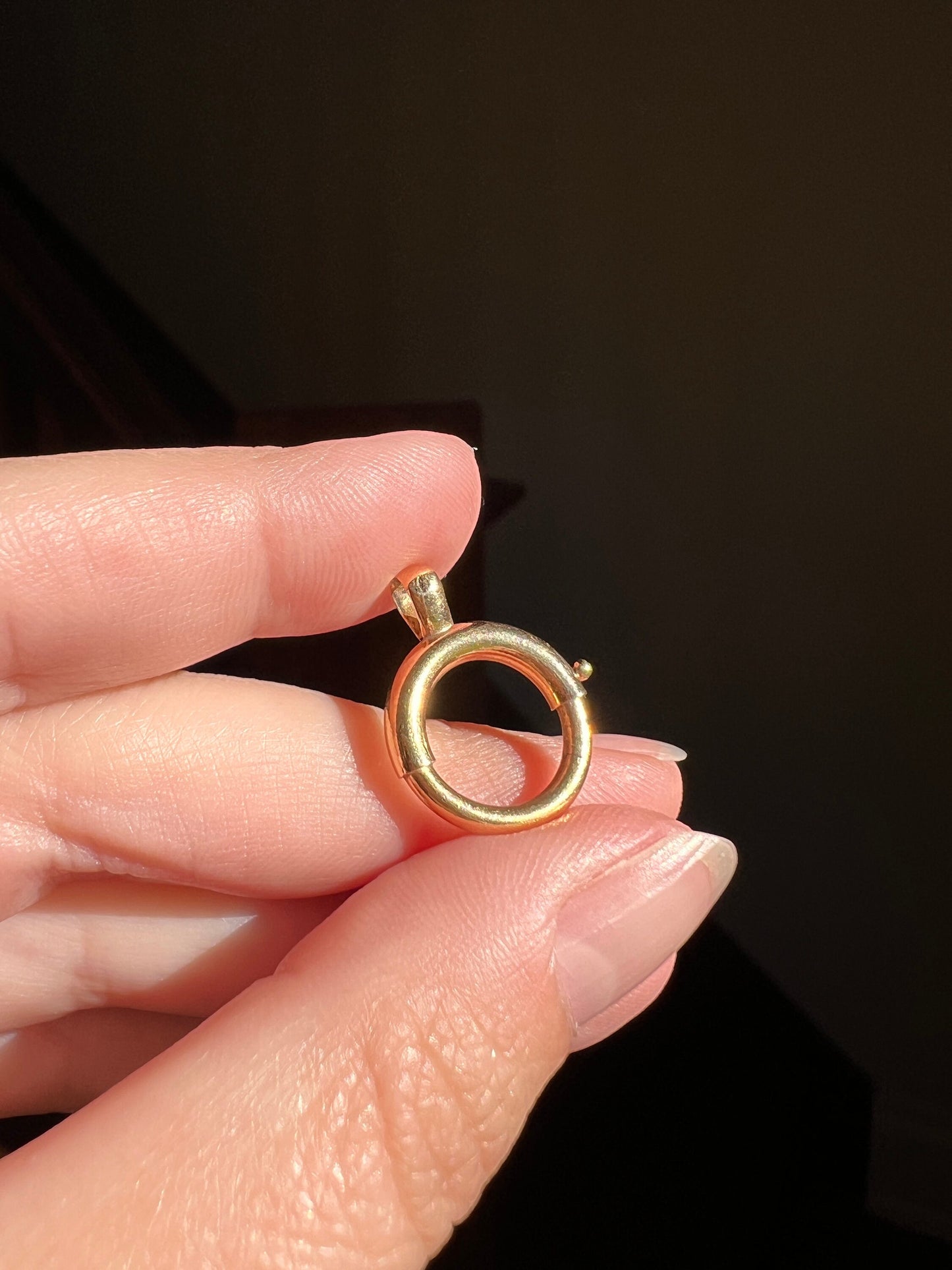 Large Spring Ring FRENCH ANTIQUE 1.9g 18k Gold Rosy Solid 15mm Clip Clasp Pendant Holder Connector Neckmess Neckstack Sturdy Parts Findings