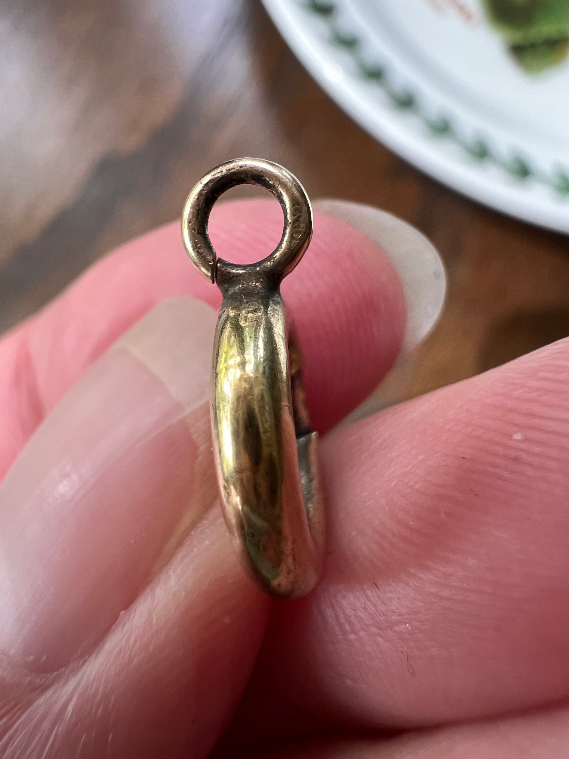 ANTIQUE Spring Ring French 1.2g 18k Gold Solid 11.5mm Clasp Clip Pendant Holder Connector Extender Neckmess Neckstack Sturdy Part Findings